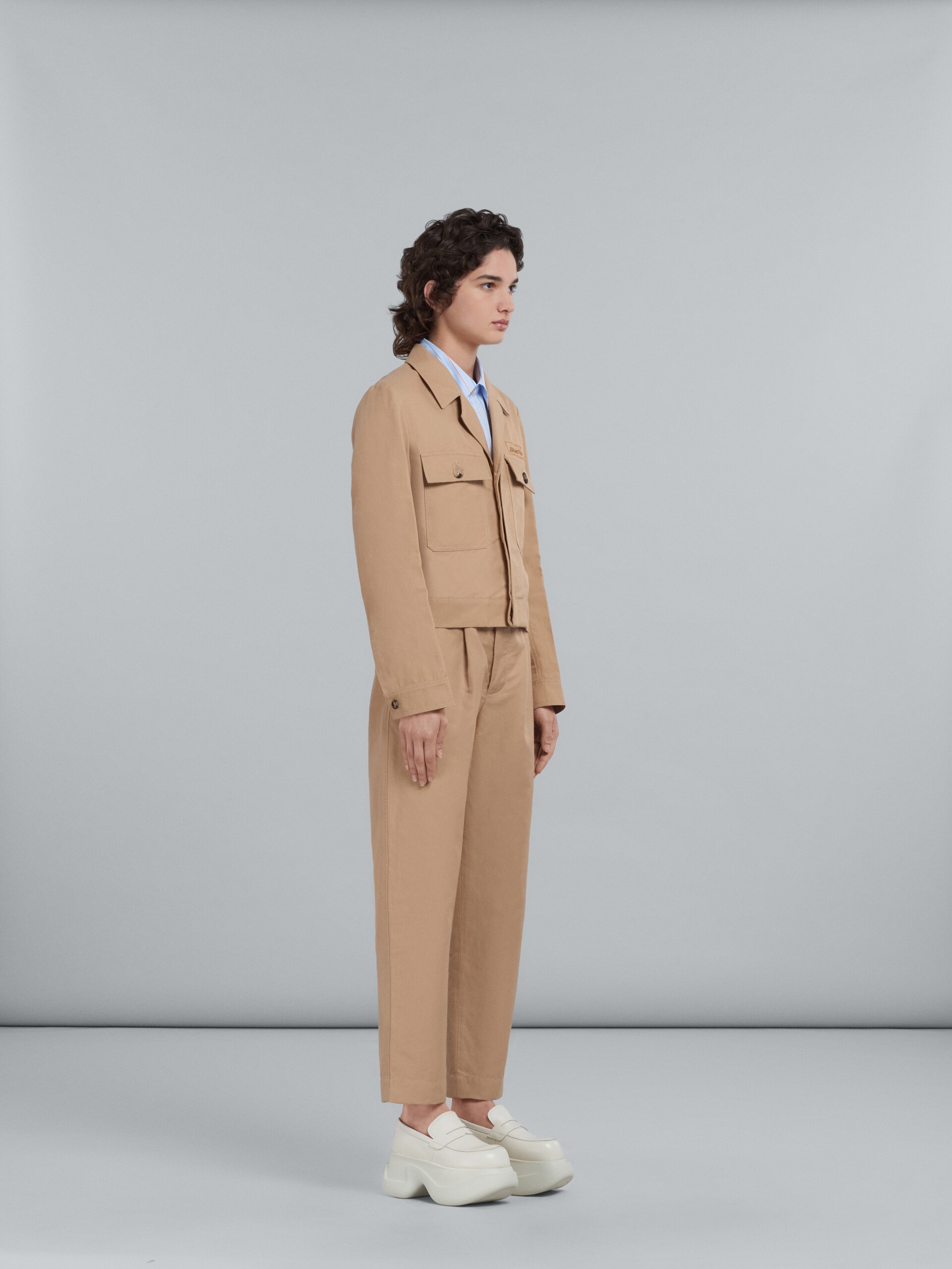 BEIGE TROUSERS IN TECHNICAL COTTON-LINEN - 5