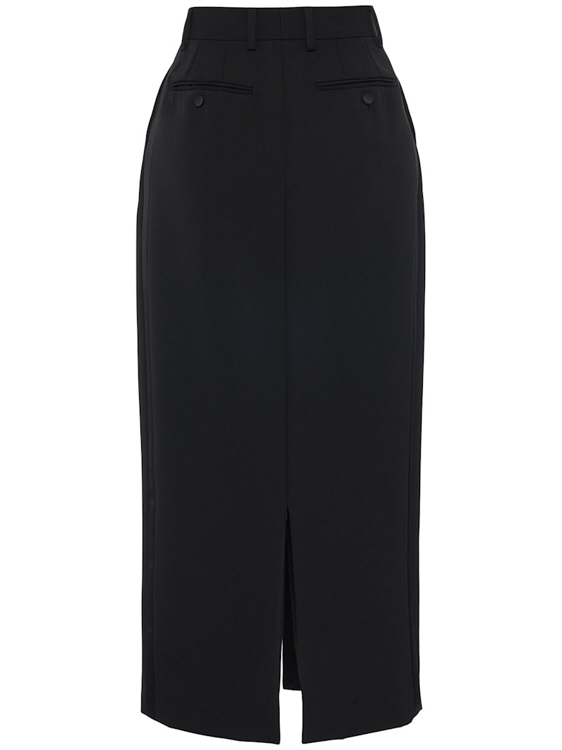 Wool blend gabardine midi skirt - 4