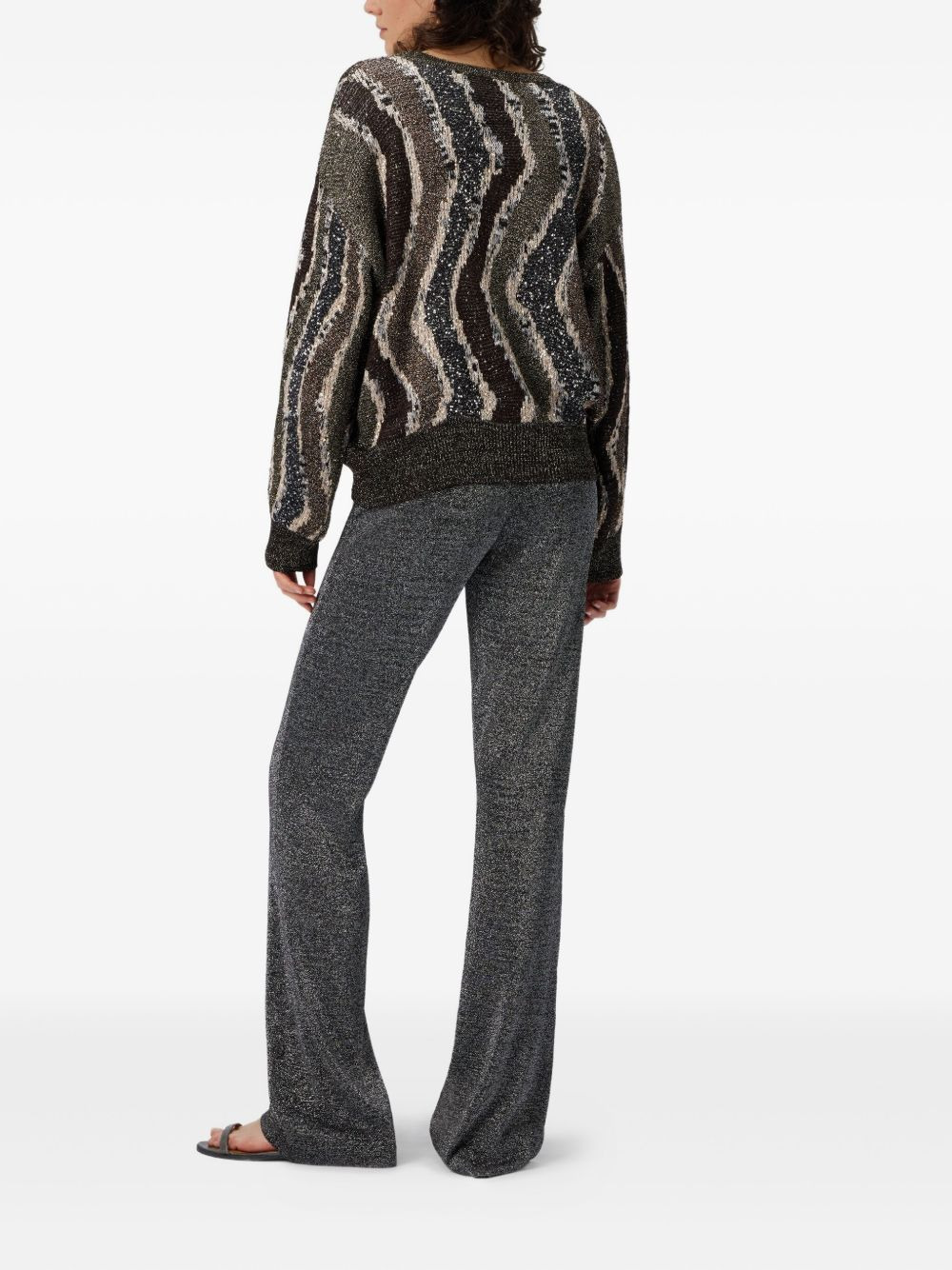 metallic-effect flared trousers - 3
