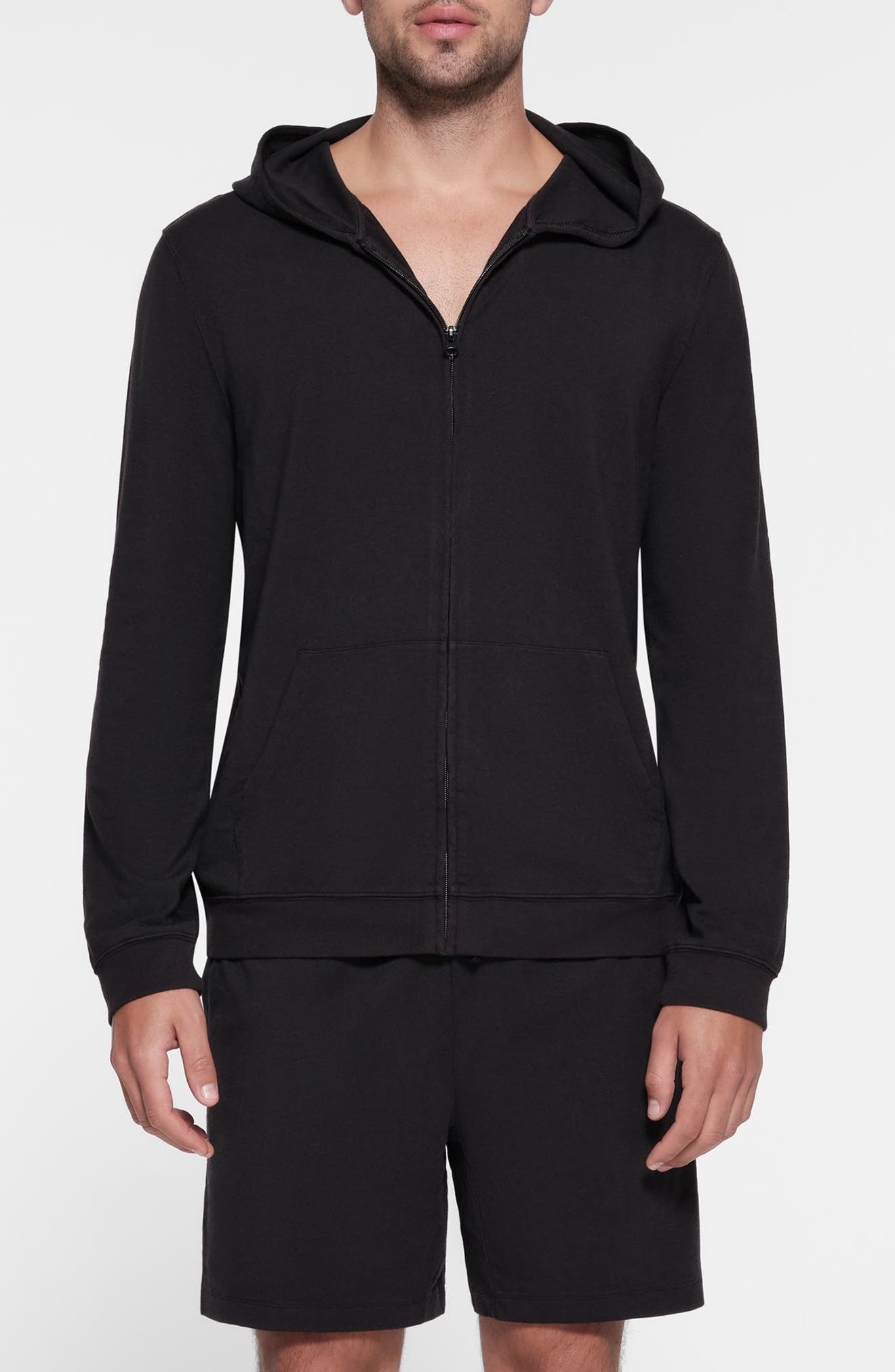 SKIMS Jersey Lounge Zip Hoodie in Obsidian at Nordstrom - 1