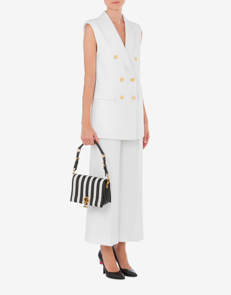 Moschino CALFSKIN STRIPED SHOULDER BAG outlook