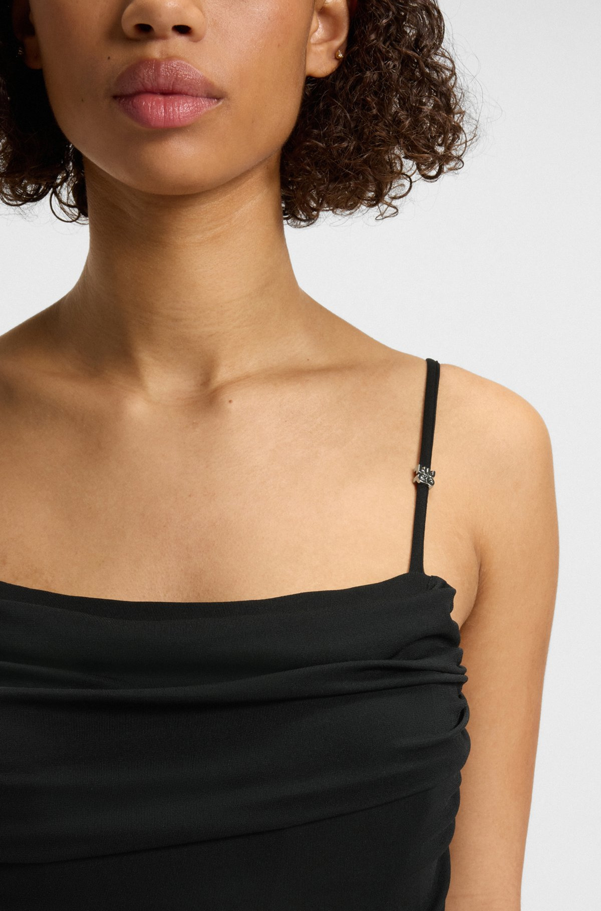 CORSET-BODICE DRESS WITH GATHERED MESH OVERLAY - 4