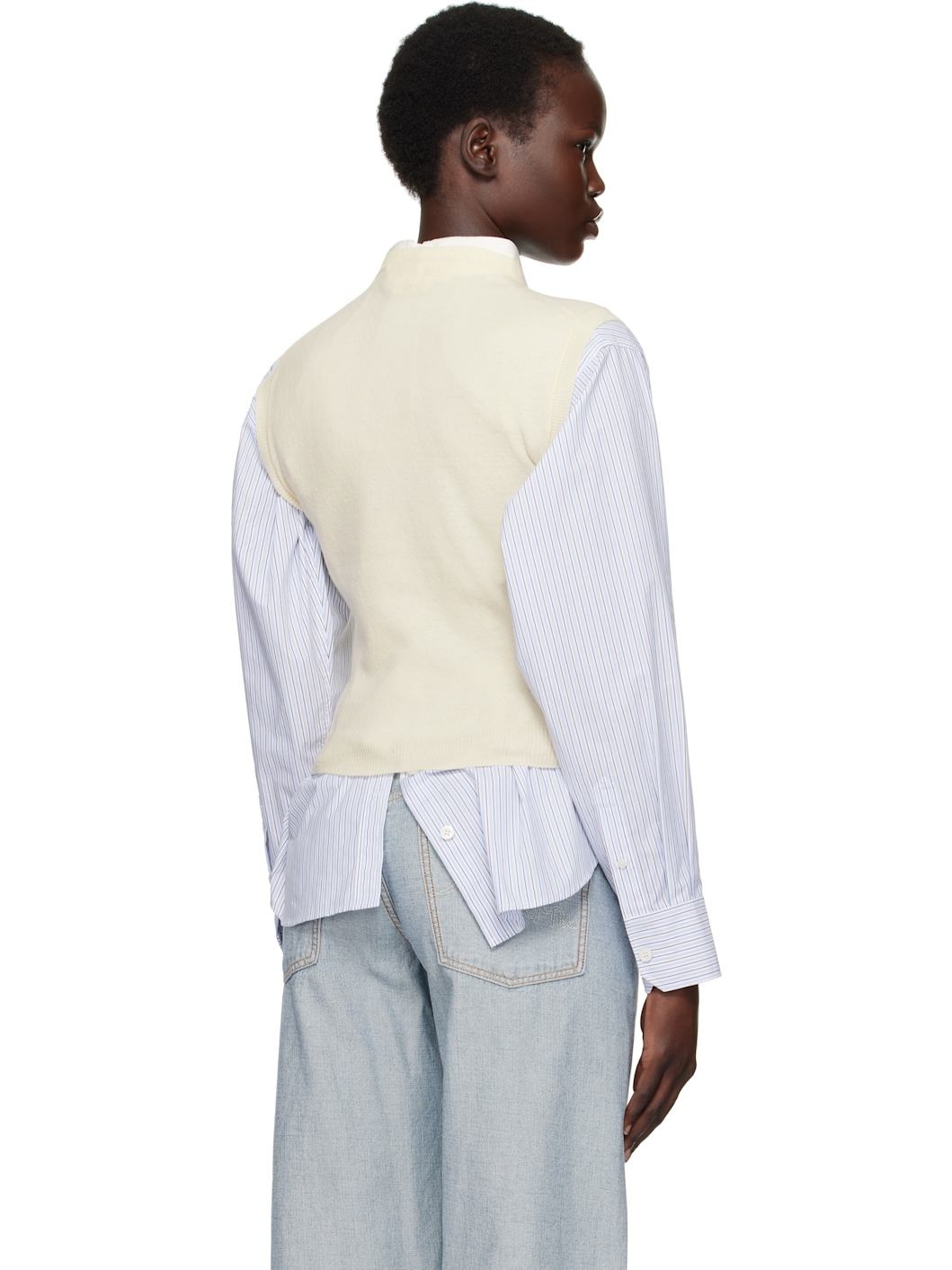 Off-Whtie Argyle Vest - 3