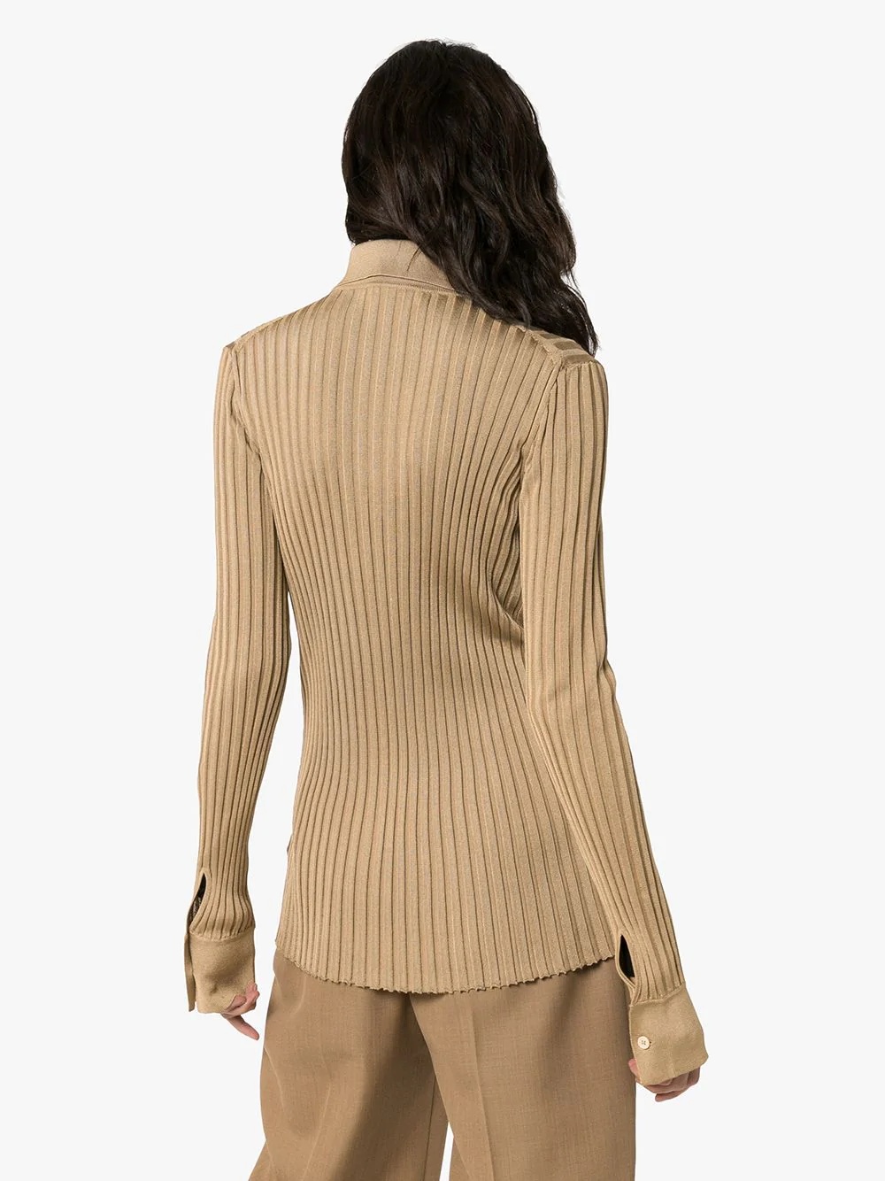 ribbed-knit silk shirt - 4