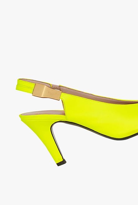 Neon yellow leather Tara pumps - 6