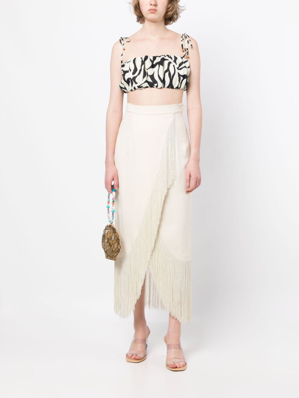 abstract-print crop top - 2