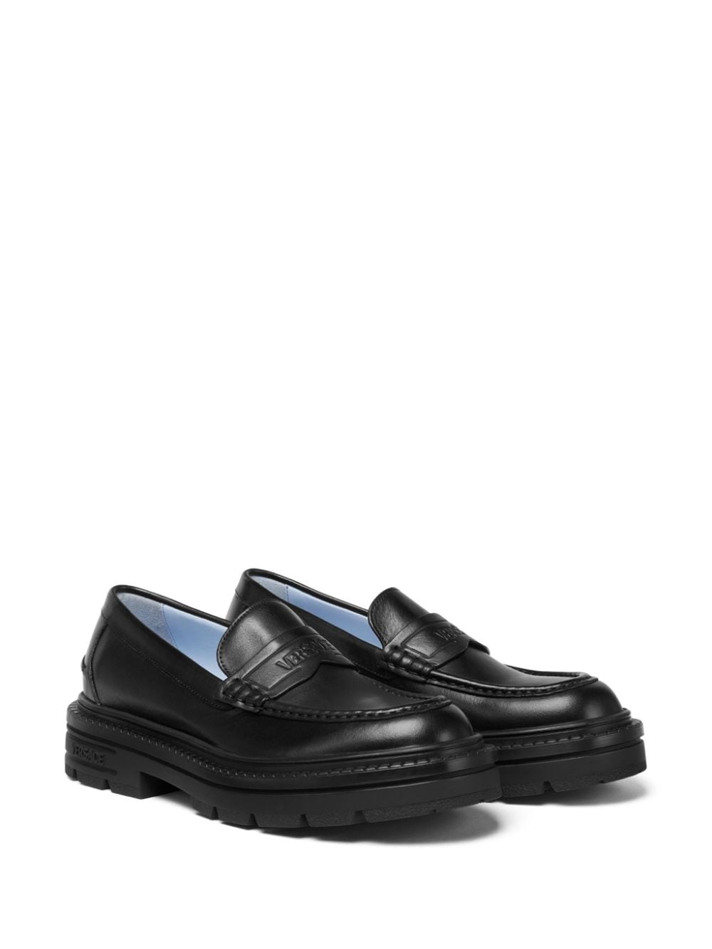 logo-embossed leather loafers - 2