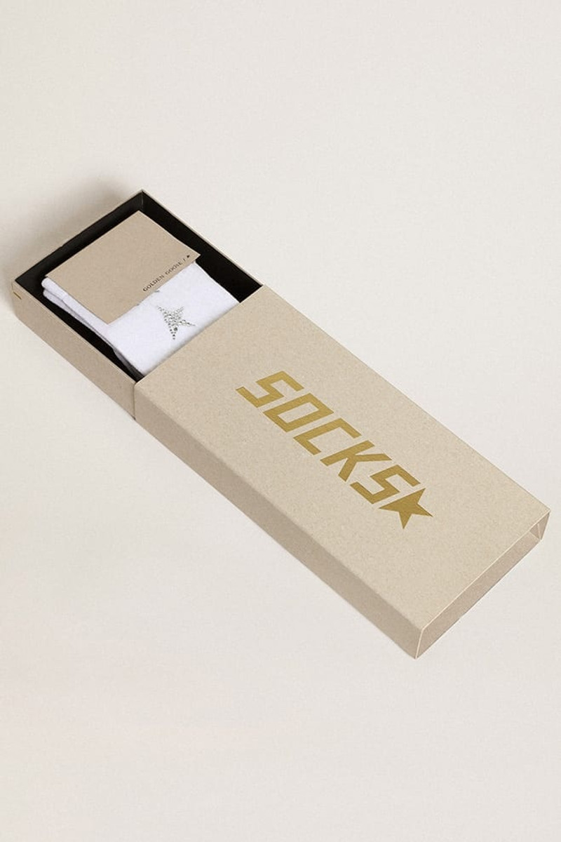 Golden Goose White socks with decorative crystal stars outlook