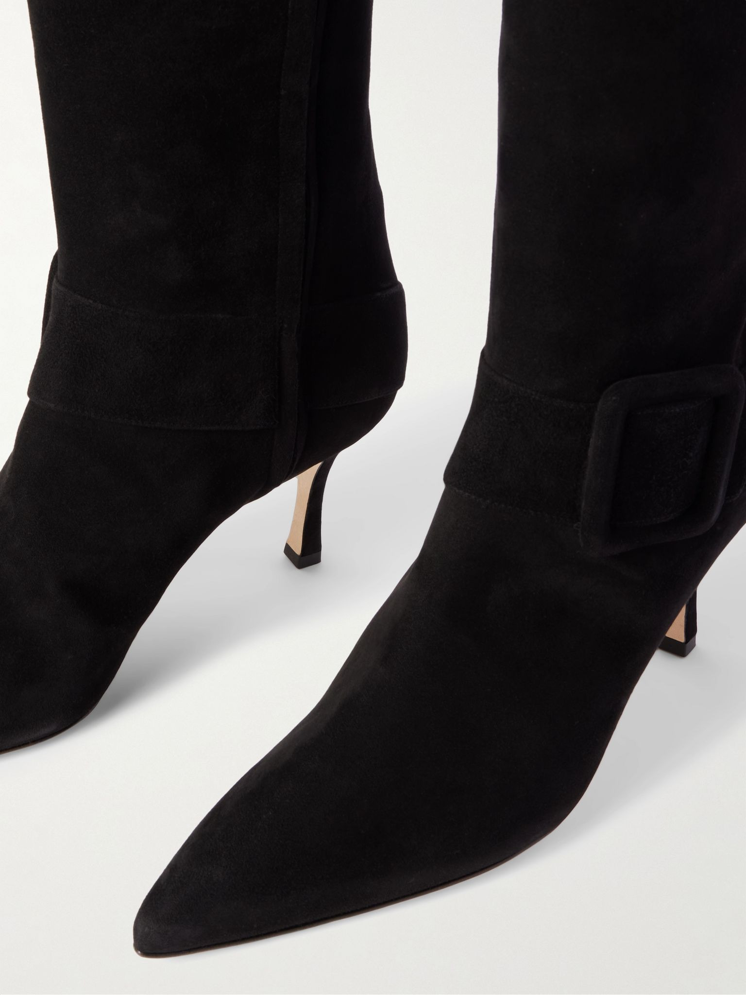 Bayhi 70 buckle-embellished suede knee boots Black - 4