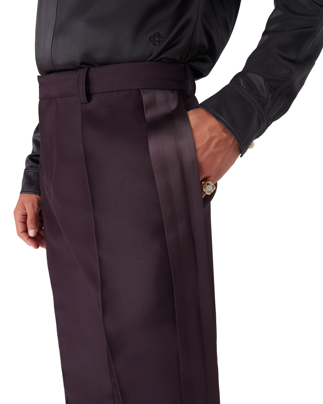 Blend Tailored Side Stripe Wool Silk Trousers | Casablanca Paris - 5
