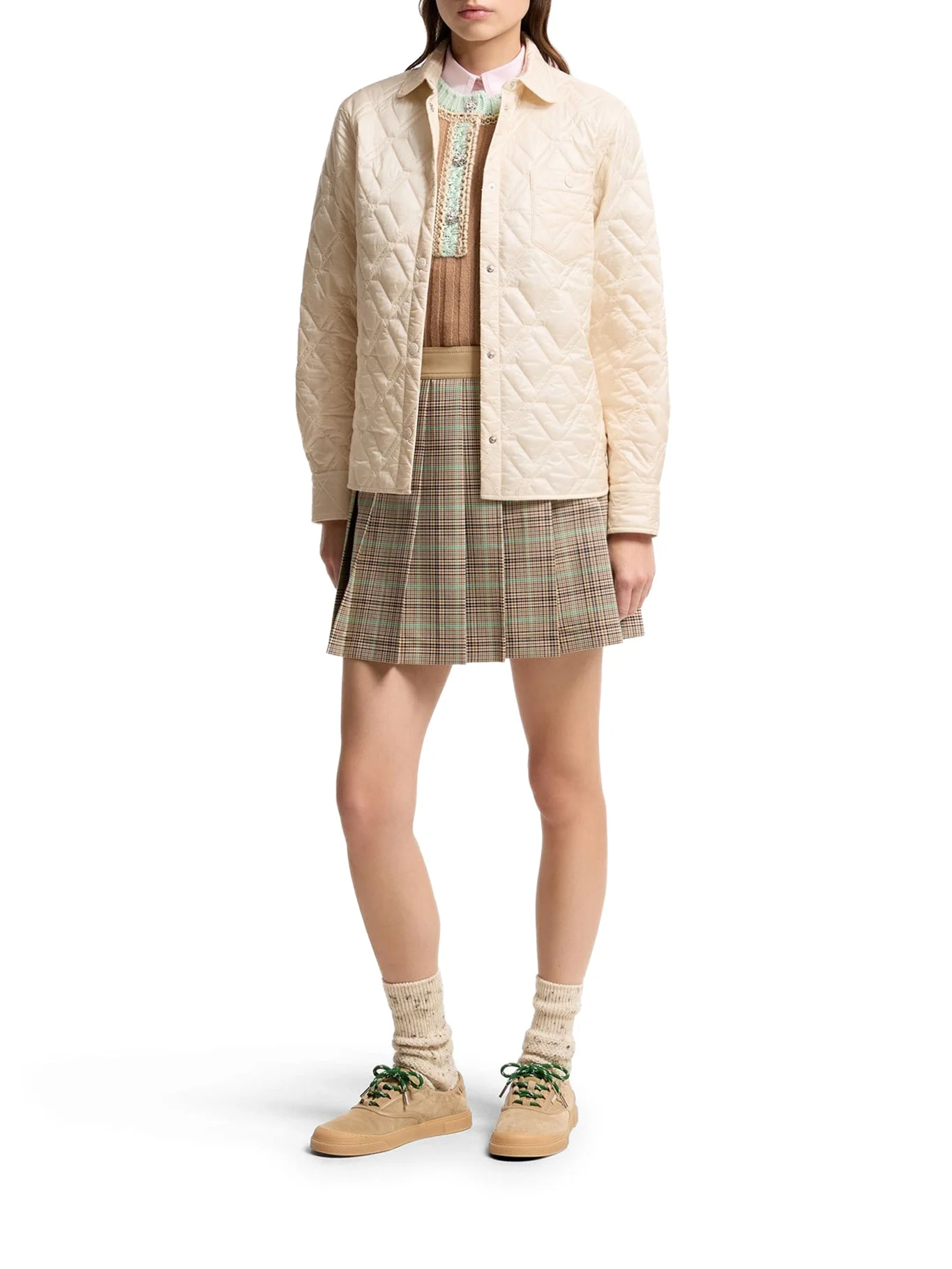 DIAMOND QUILTED PADDED SHIRT JACKET - 1