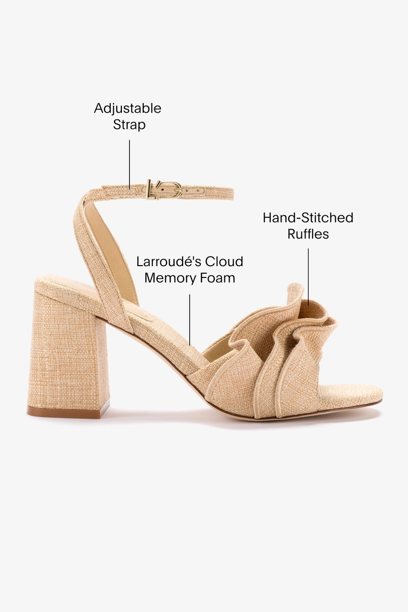 Selena Ruffle Sandal In Beige Raffia 5