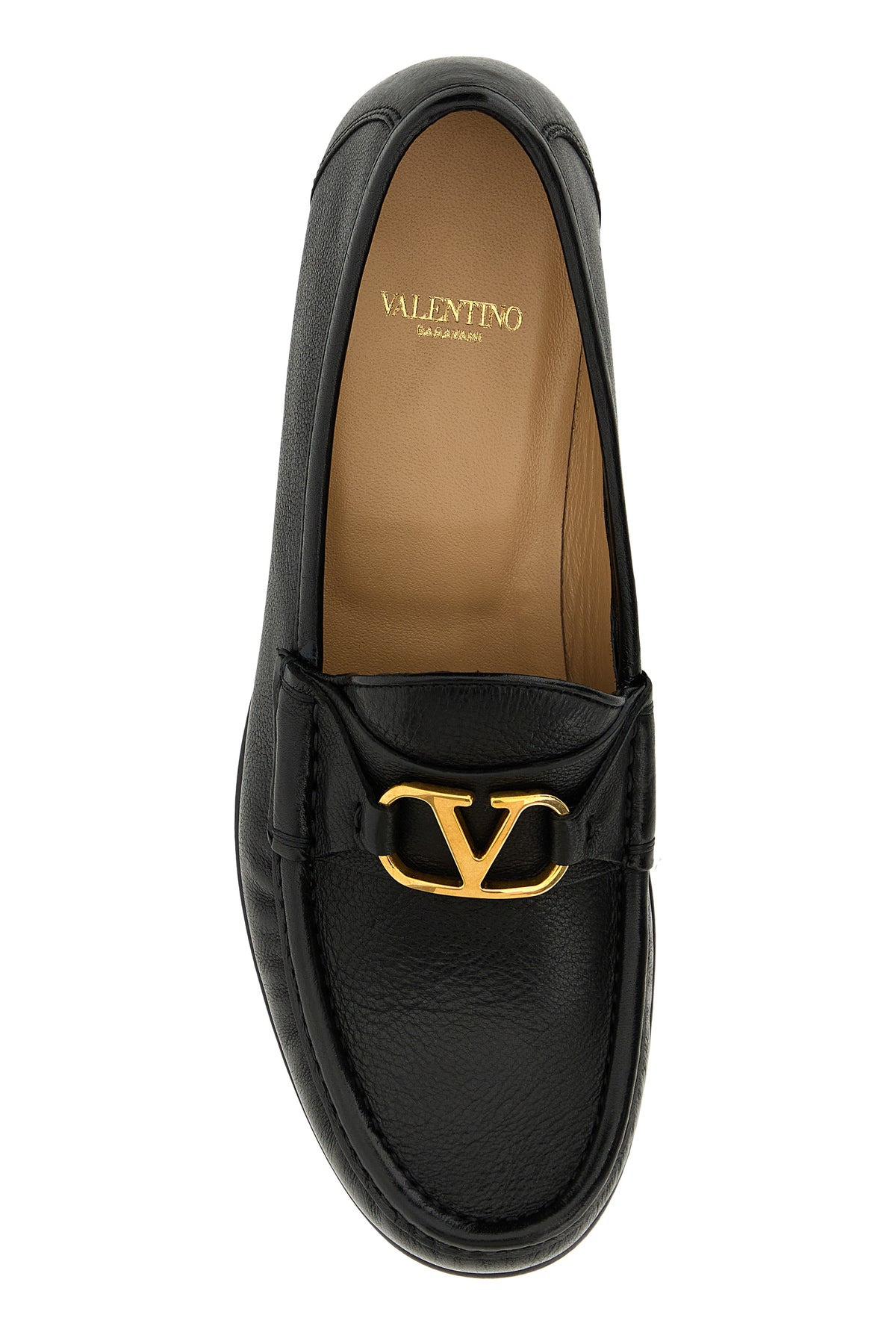 Black leather VLogo loafers - 4