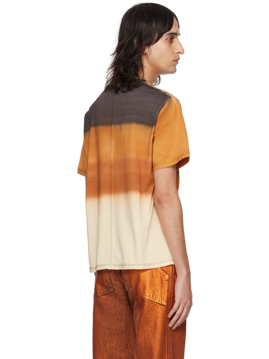 【関税込み】Eckhaus Latta オレンジ＆ブラウン Lapped Tシャツ ECKHAUS LATTA Orange & Brown Lapped T-Shirt | REVERSIBLE