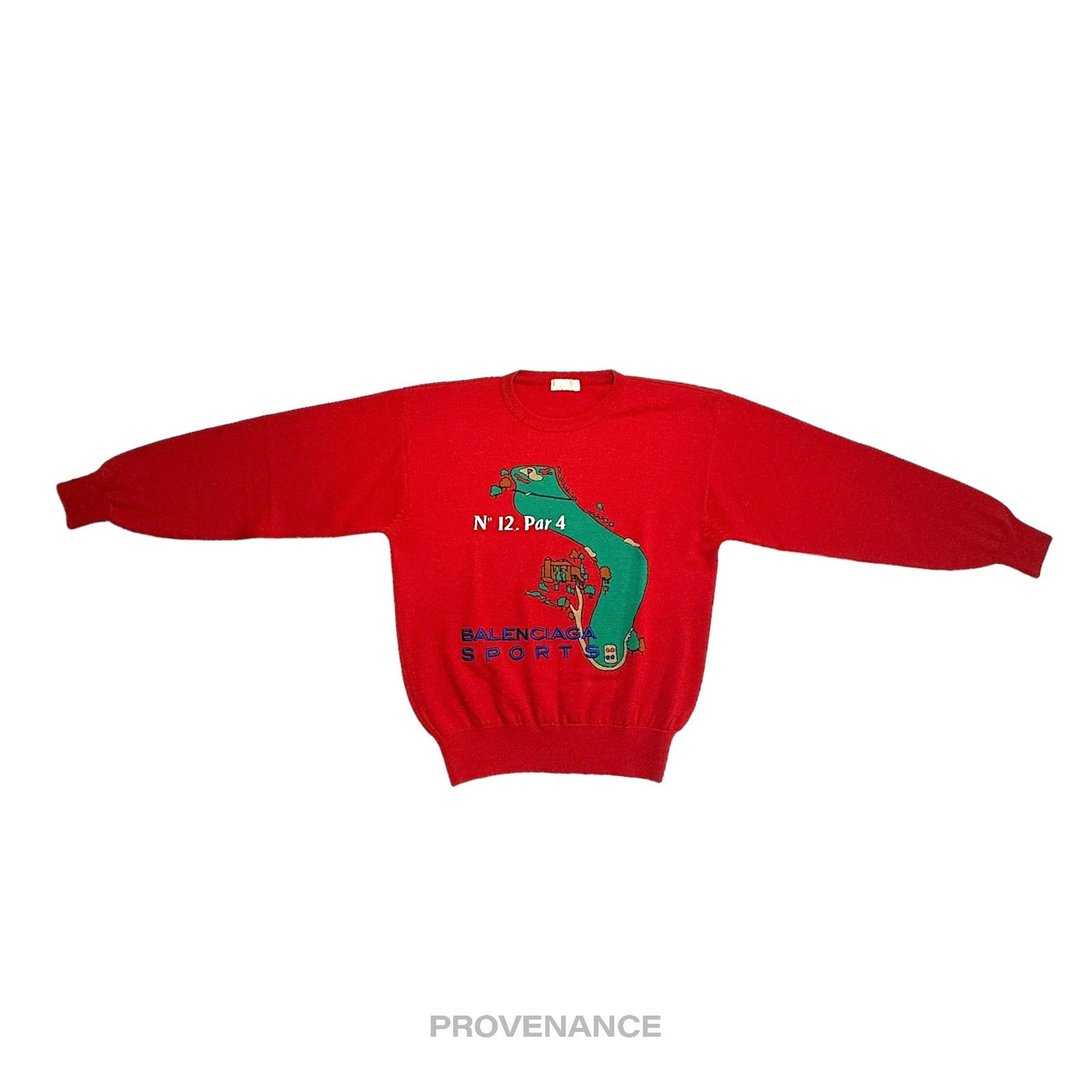 Balenciaga Sports Golf Crewneck Wool Sweatshirt - Red L - 3