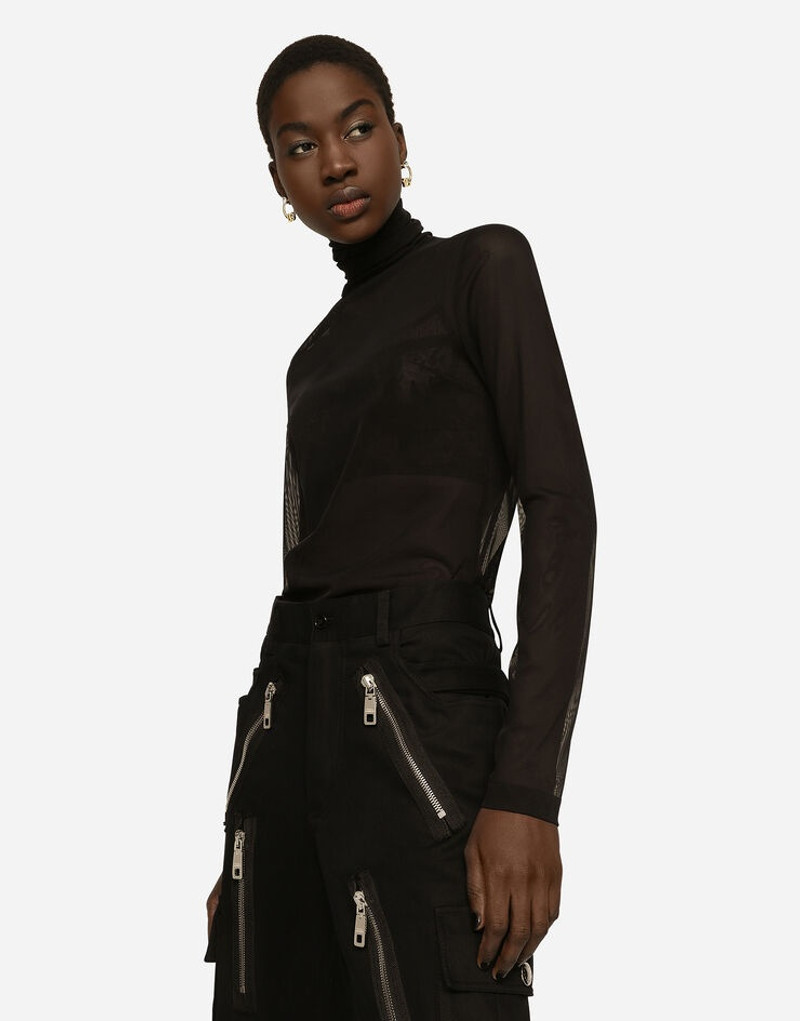 Tulle turtle-neck top with DG logo 4