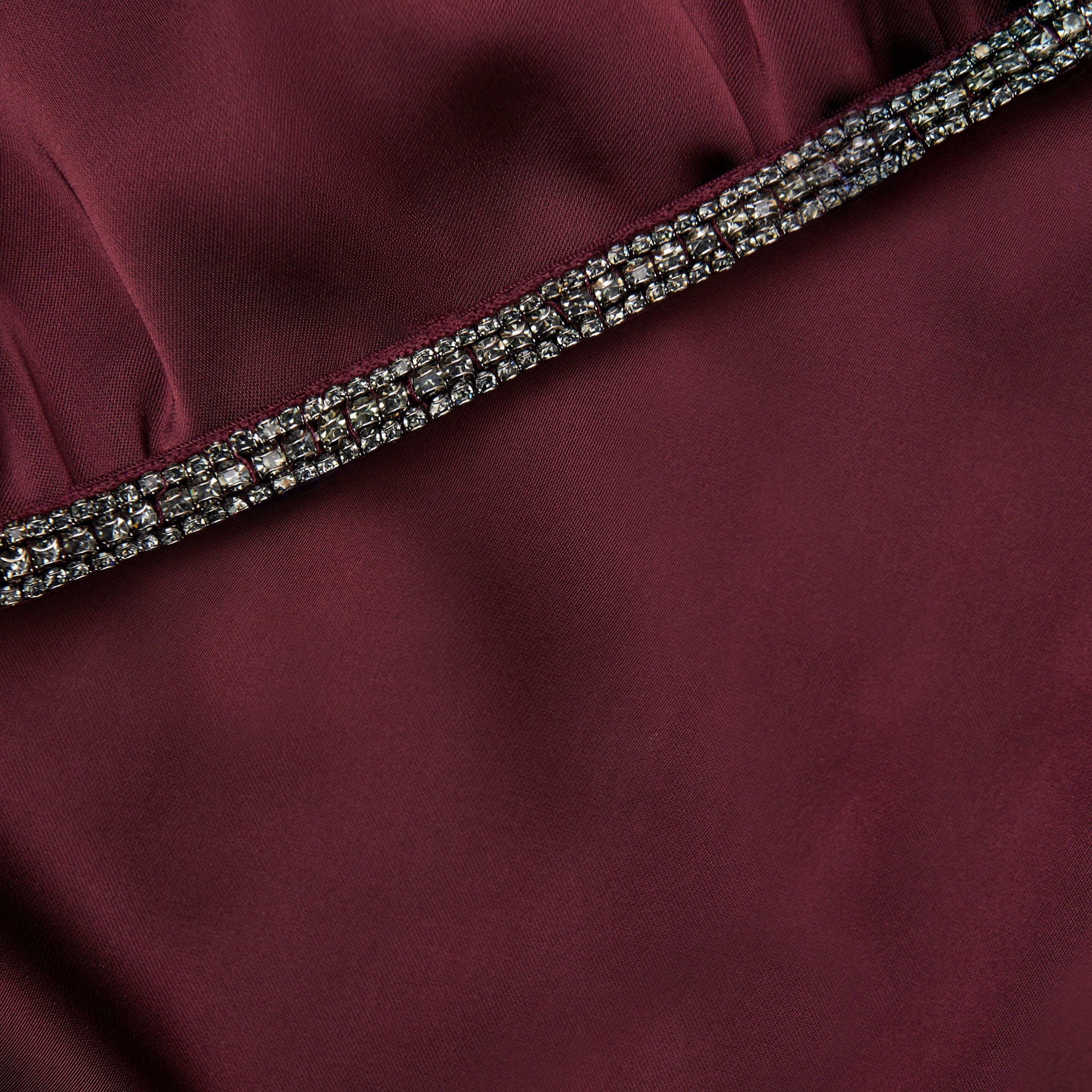 Burgundy Satin Maxi Dress - 5