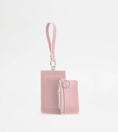 Tod's CARD HOLDER AND COIN PURSE IN LEATHER - PINK outlook