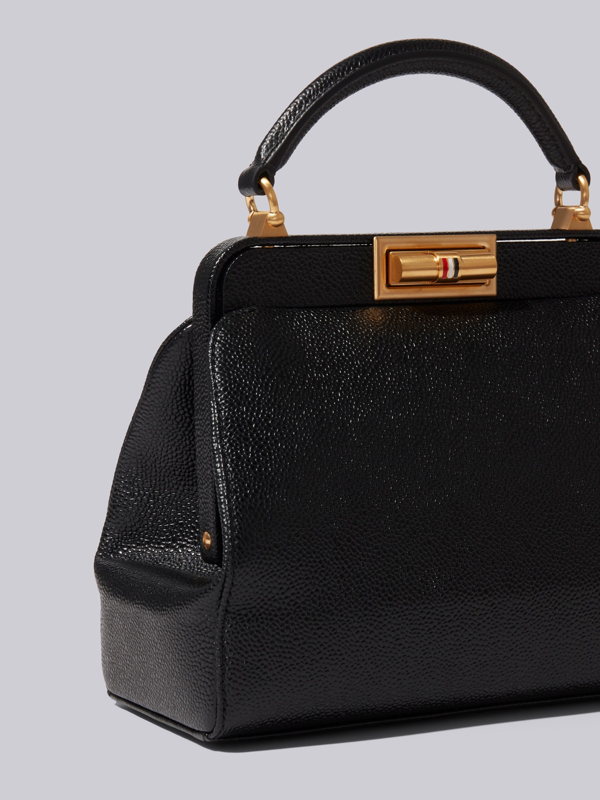 Black Pebble Grain Leather Small Doctor Bag - 2