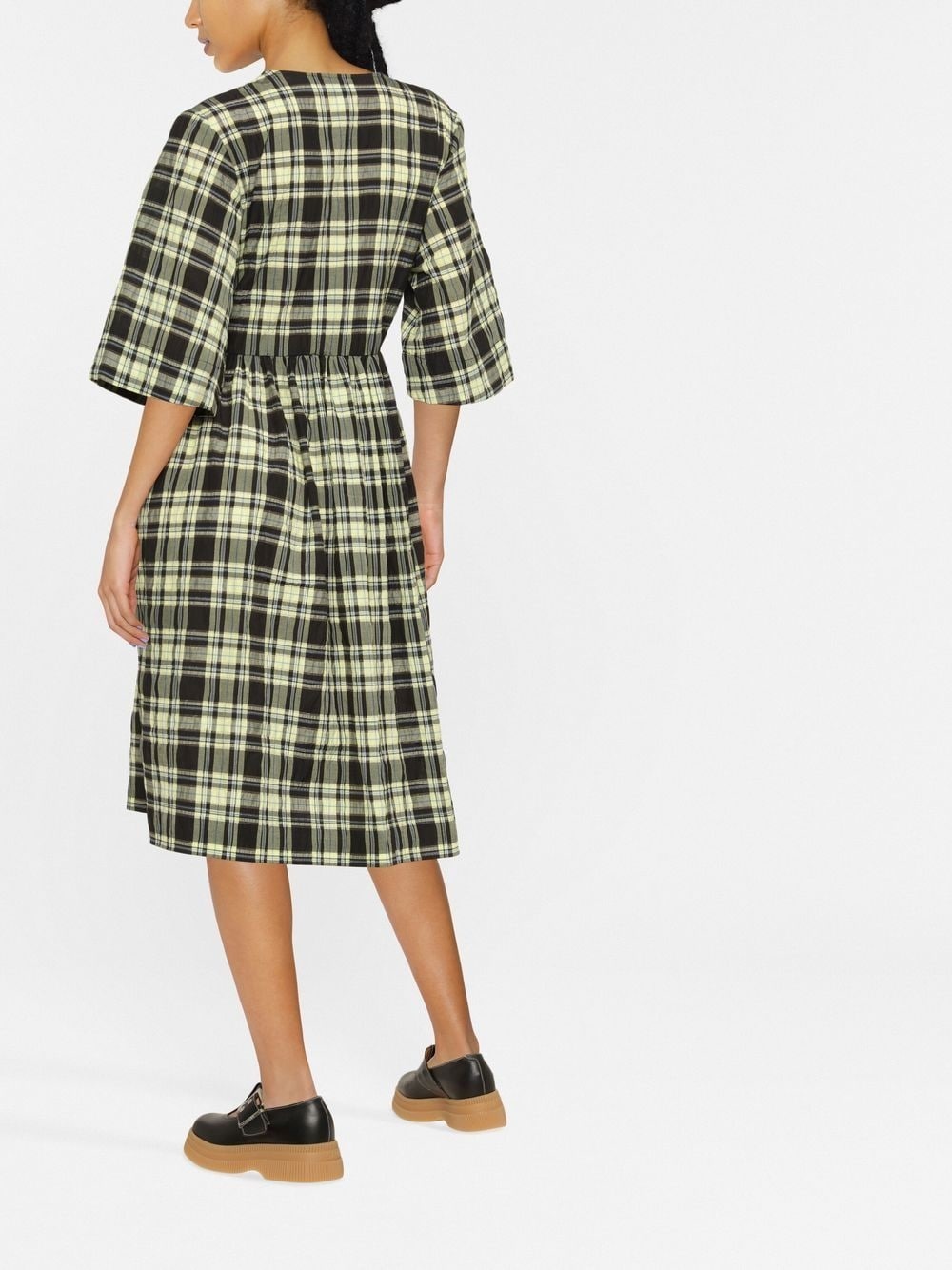 seersucker check midi dress - 3