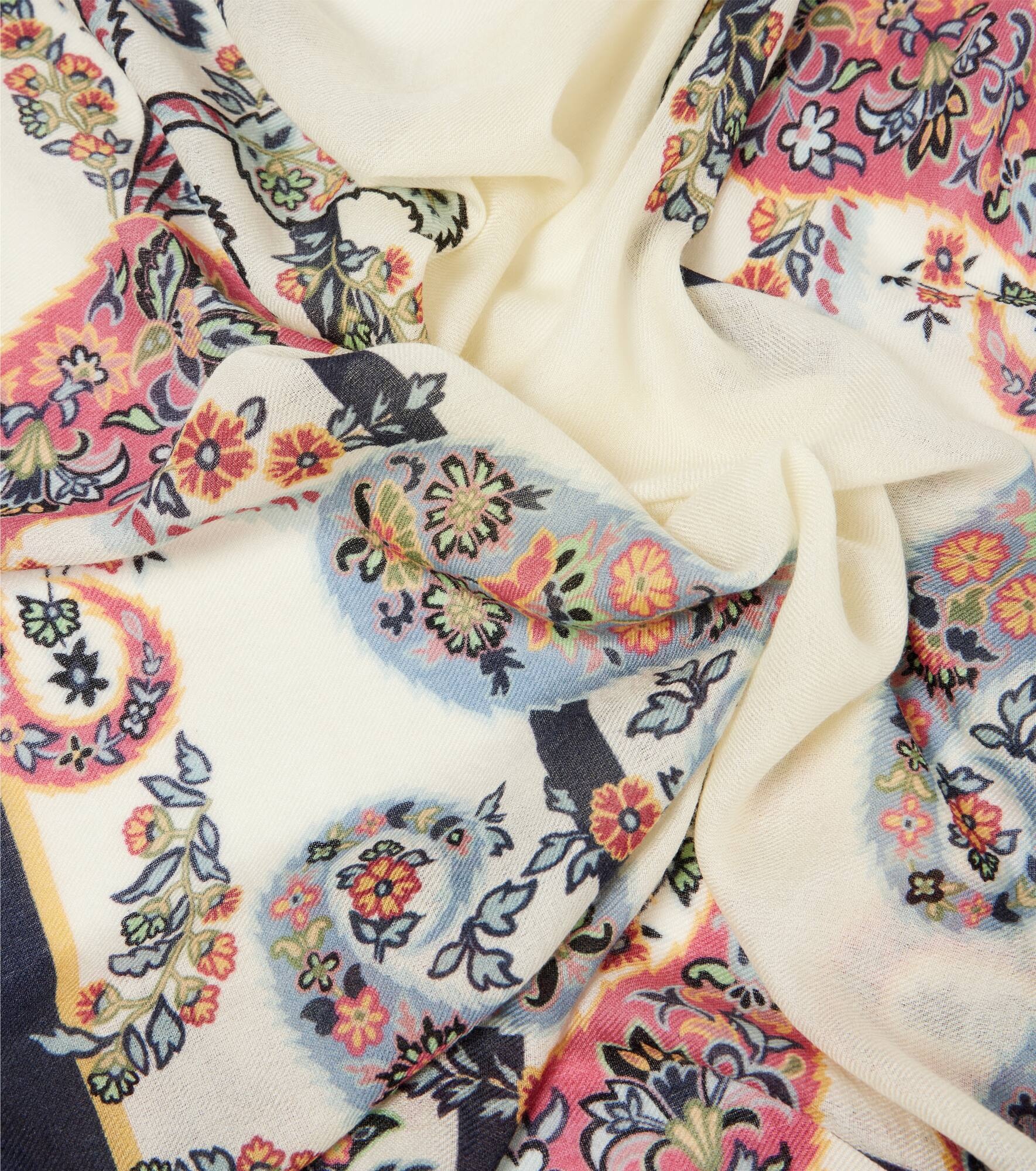 Floral wool, cashmere, and silk scarf - 4