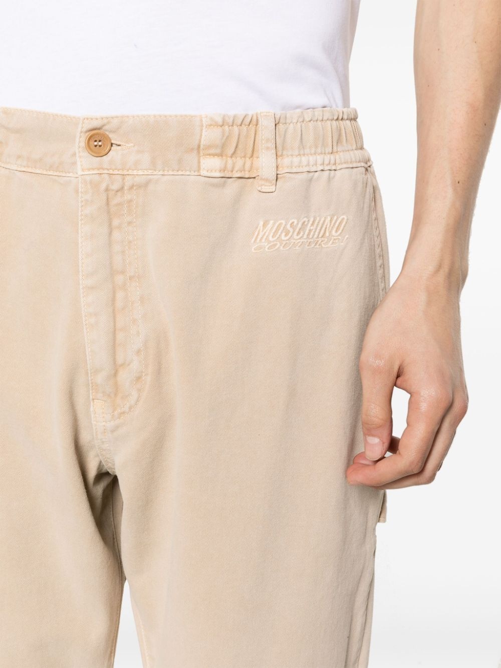logo-embroidered tapered trousers - 5