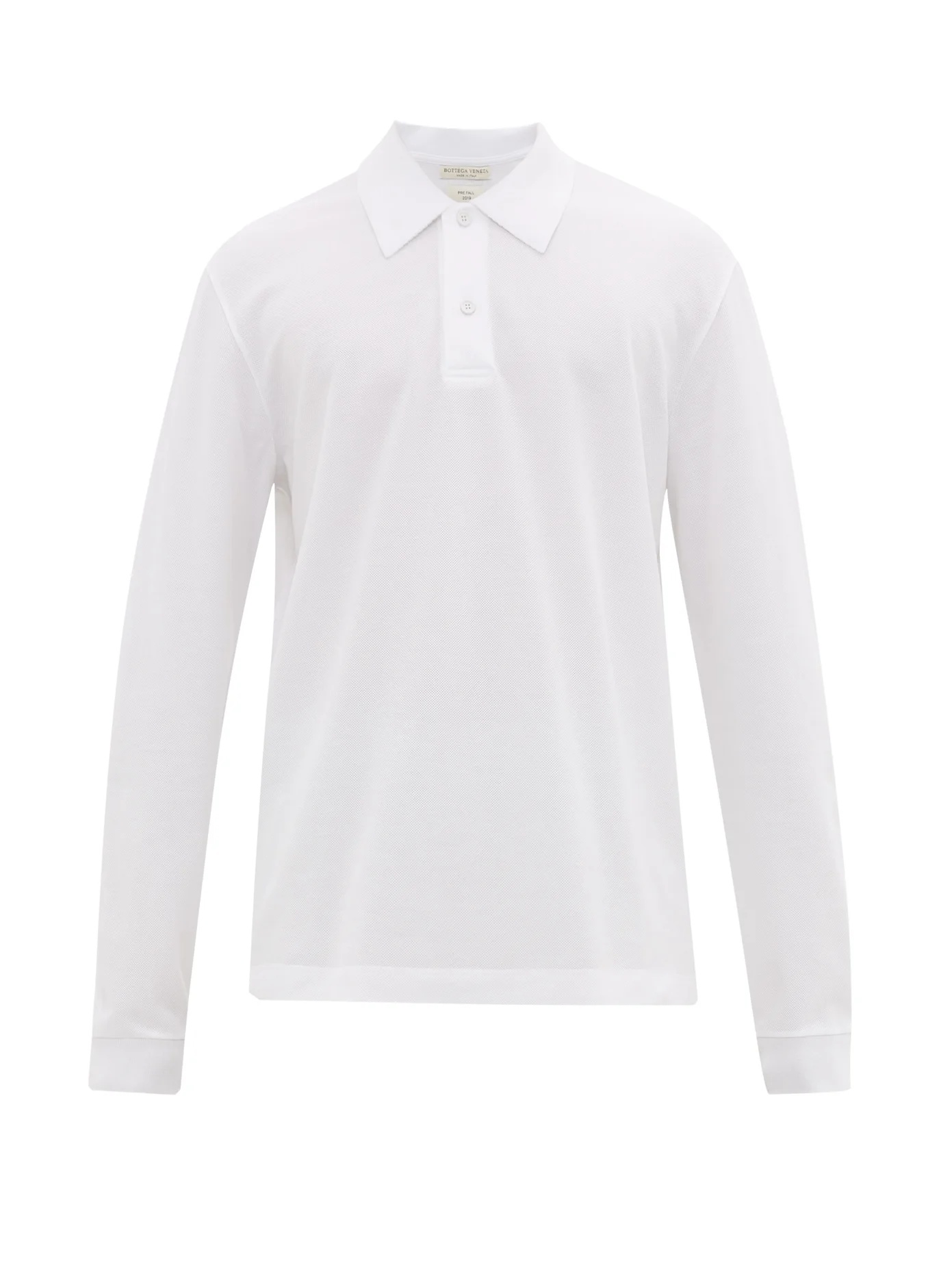 Long-sleeved cotton-piqué polo shirt - 1