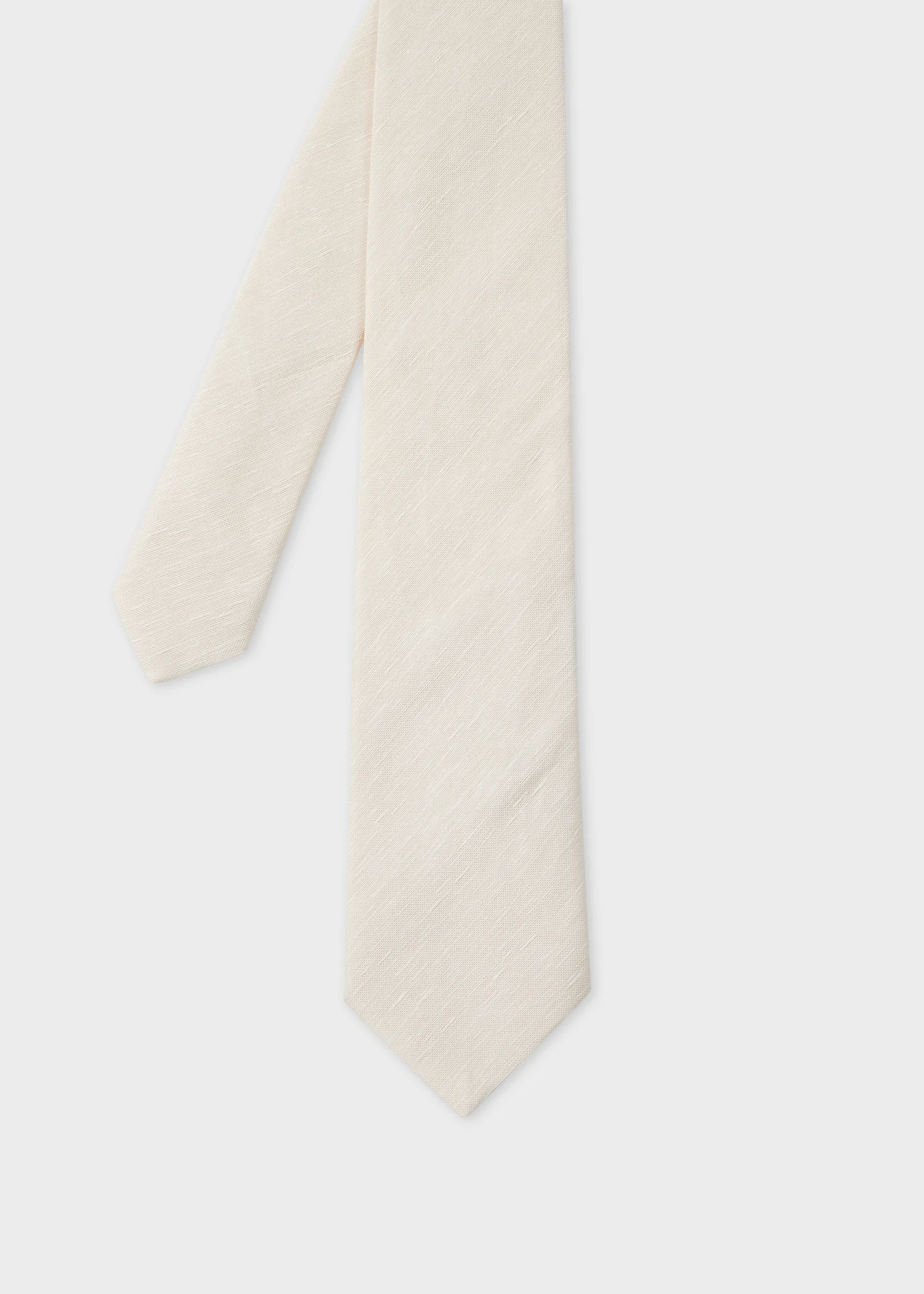 Ecru Linen-Silk Blend Textured Tie - 1