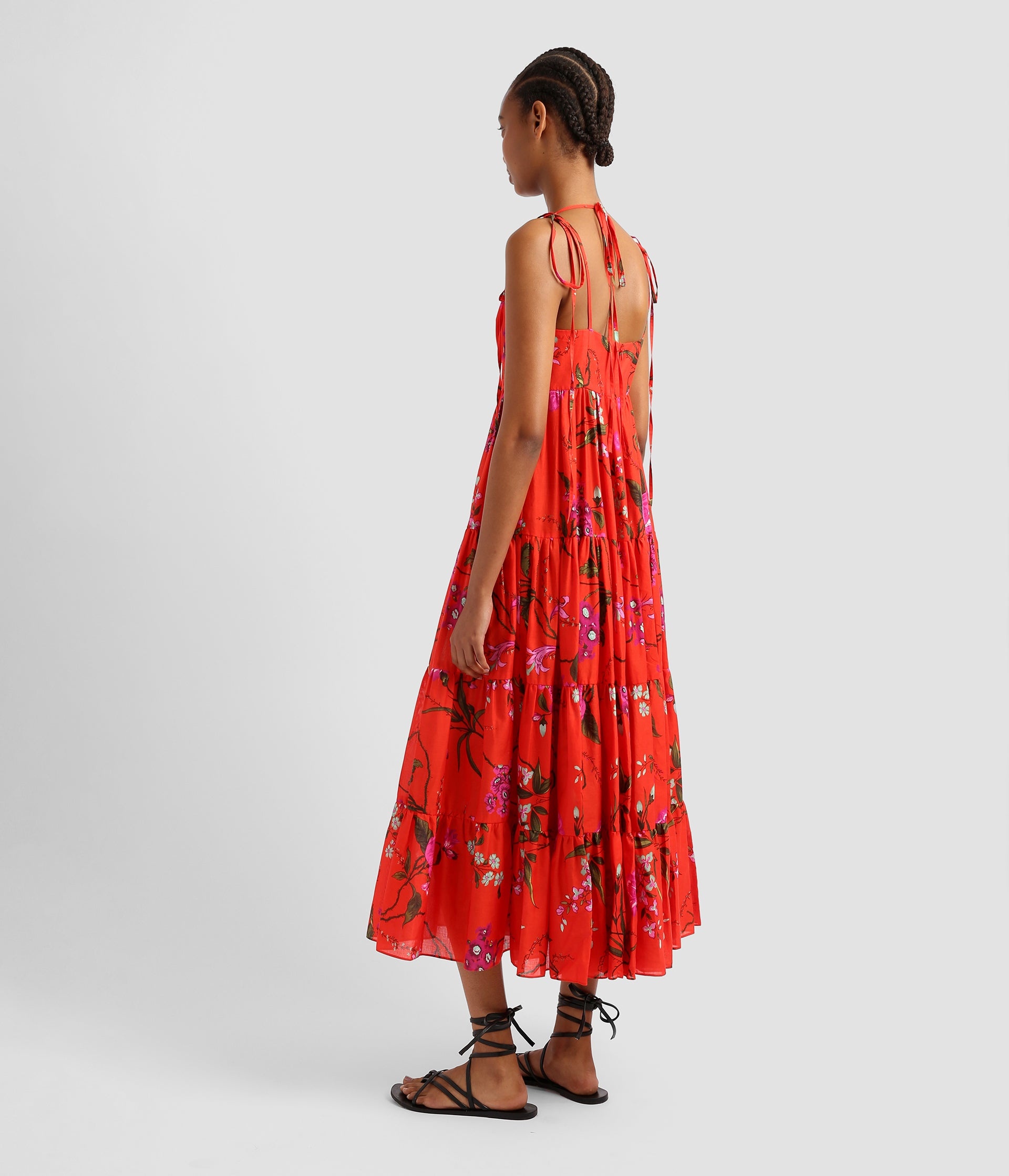 STRAPLESS LONG TIERED DRESS WITH TIES - 3