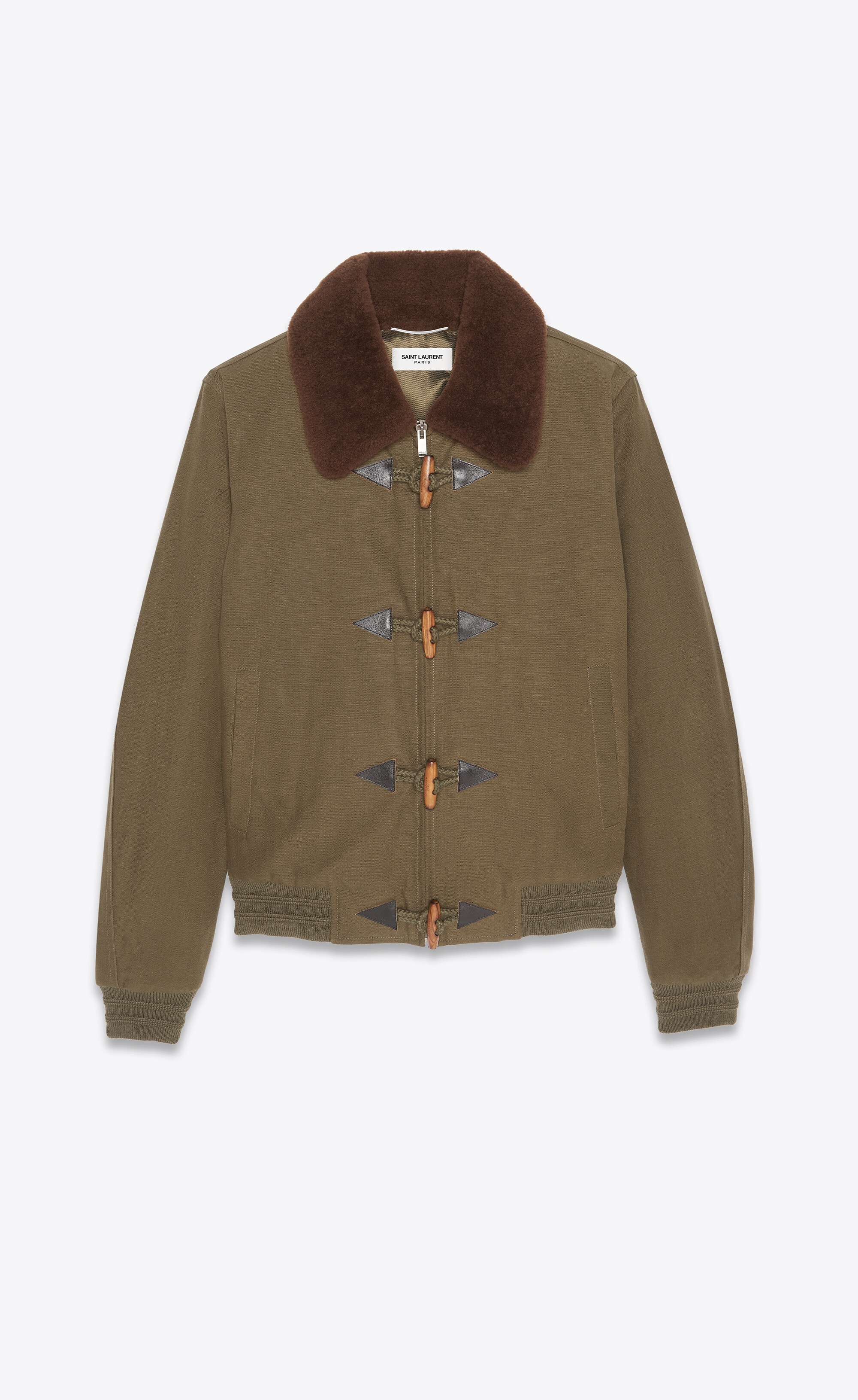 bomber jacket in canvas and shearling - 1