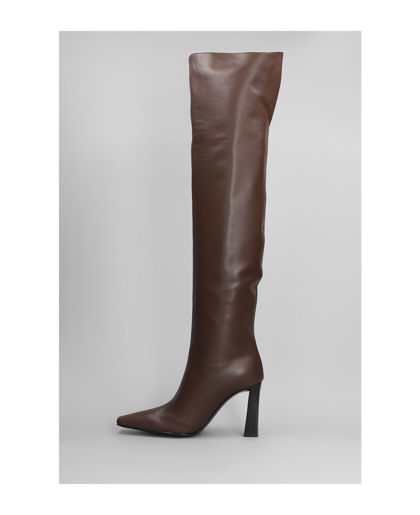Brenda 90 High Heels Boots In Brown Leather - 3