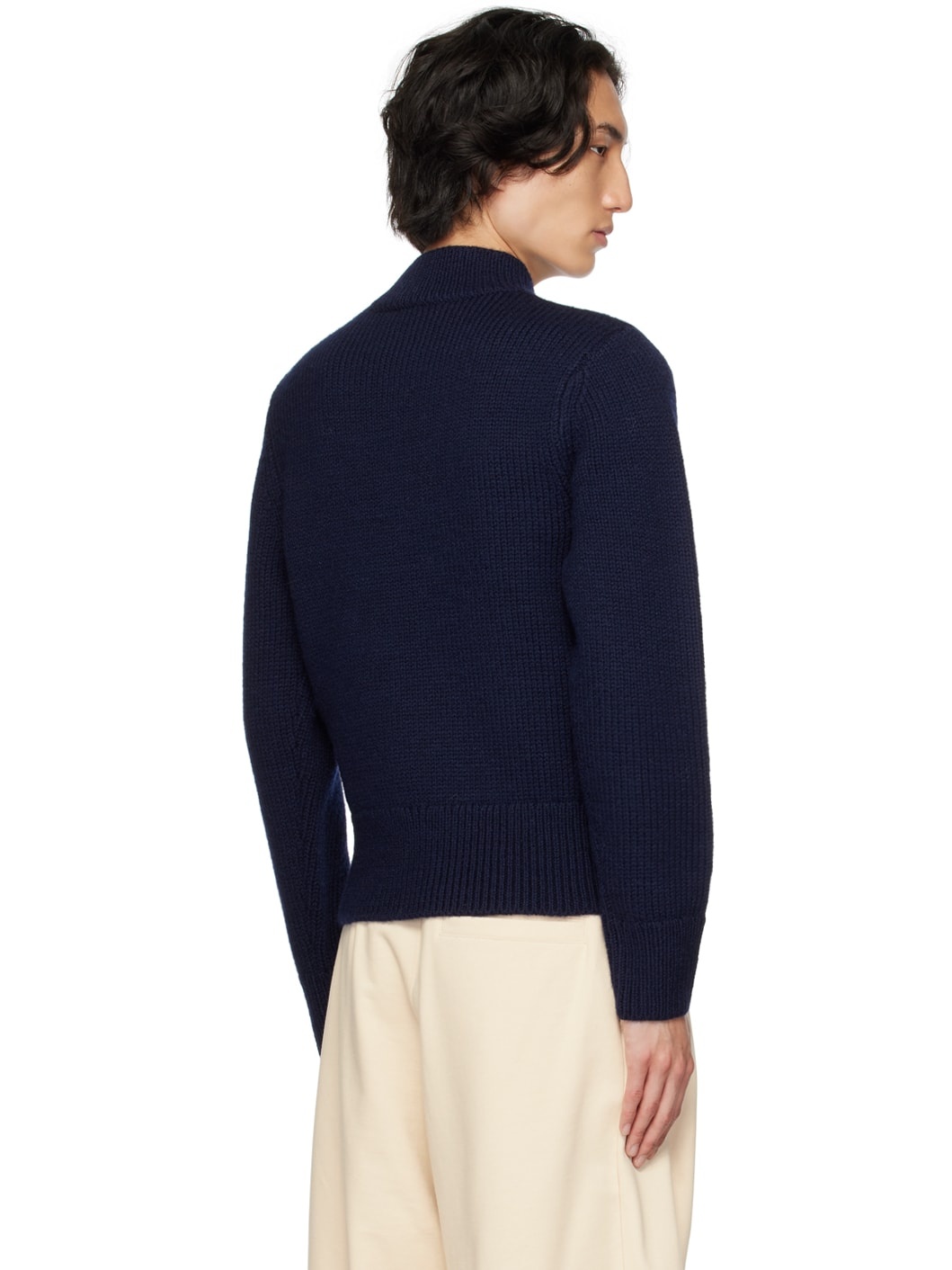 Navy Embroidered Turtleneck - 3