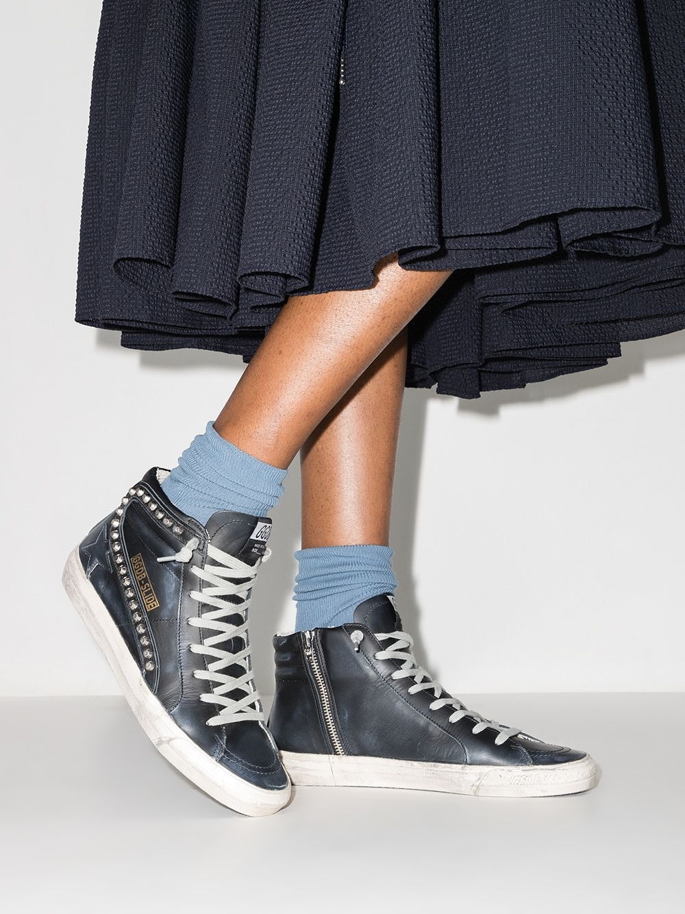 Slide distressed studded sneakers - 3