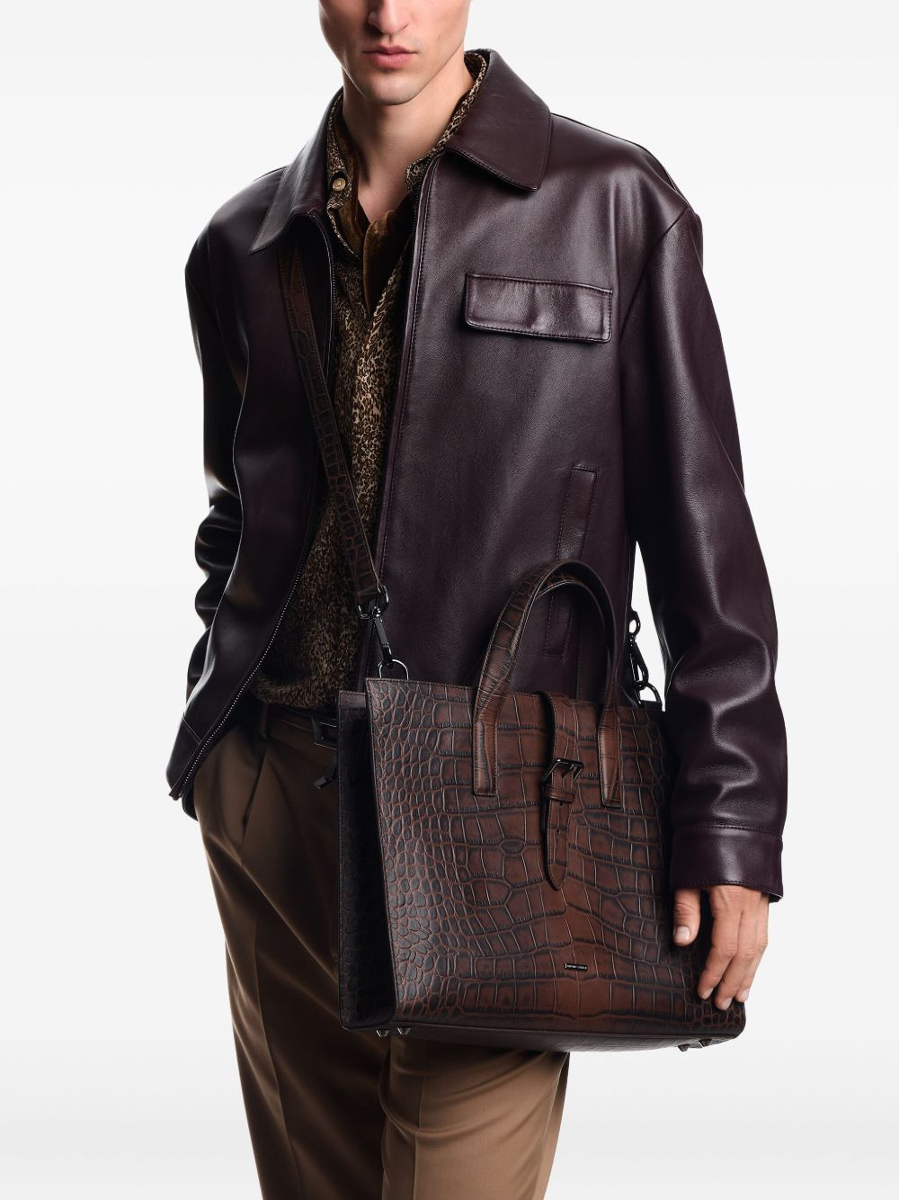 crocodile-effect buckled briefcase - 6