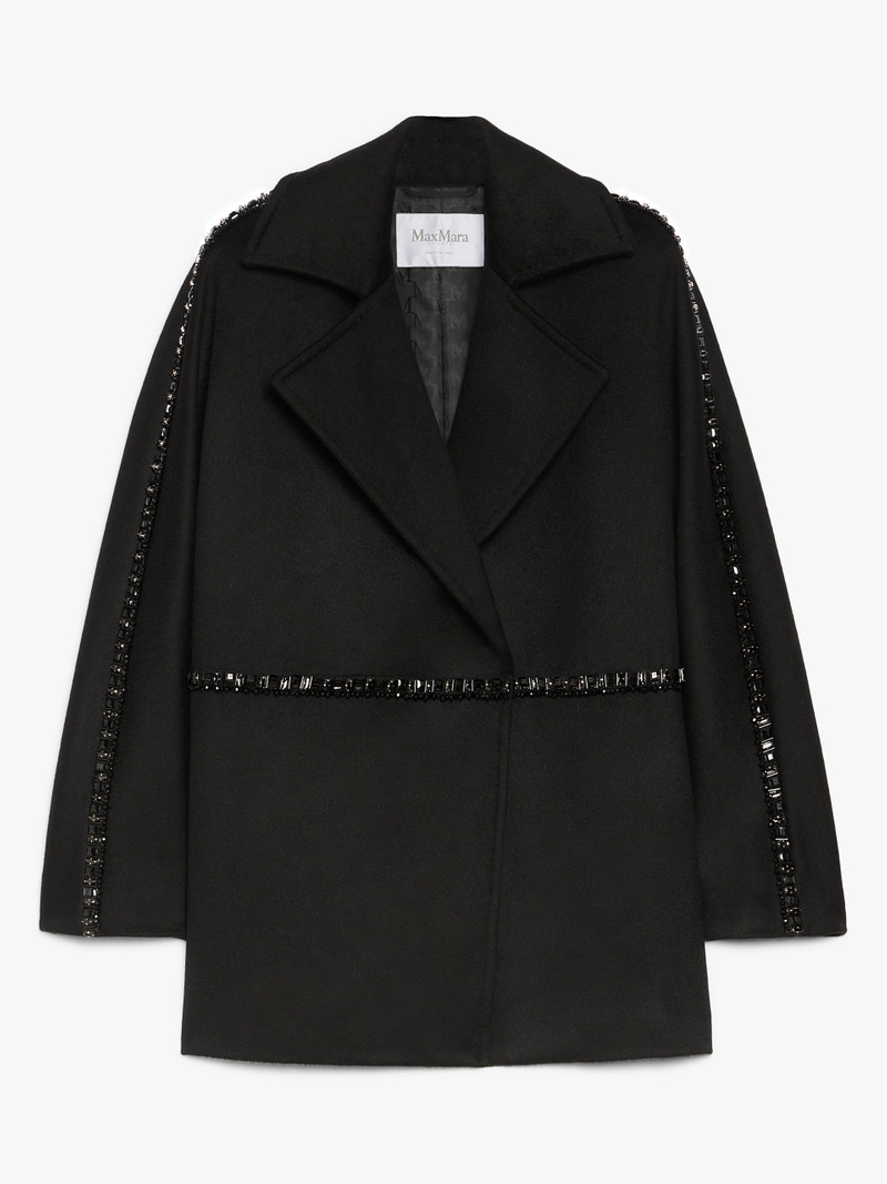 RAPIDO Short coat in camel hair and crystals 1