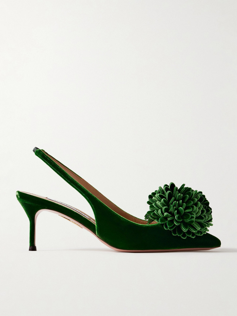 Couturier 65 Pompom-embellished Velvet Slingback Pumps 1