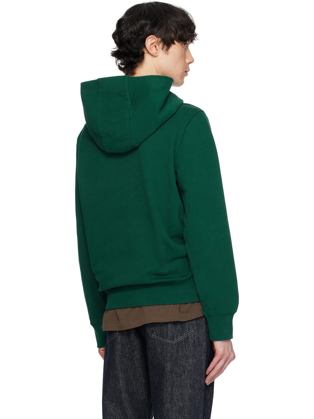 Green Logo Patch Cotton Hoodie - 3