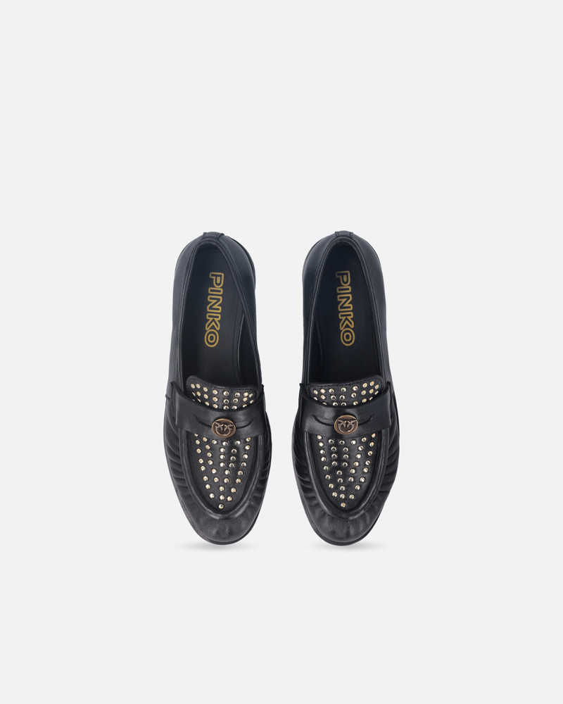 MOCCASINS WITH STUDS AND LOVE BIRDS LOGO PLAQUE 10