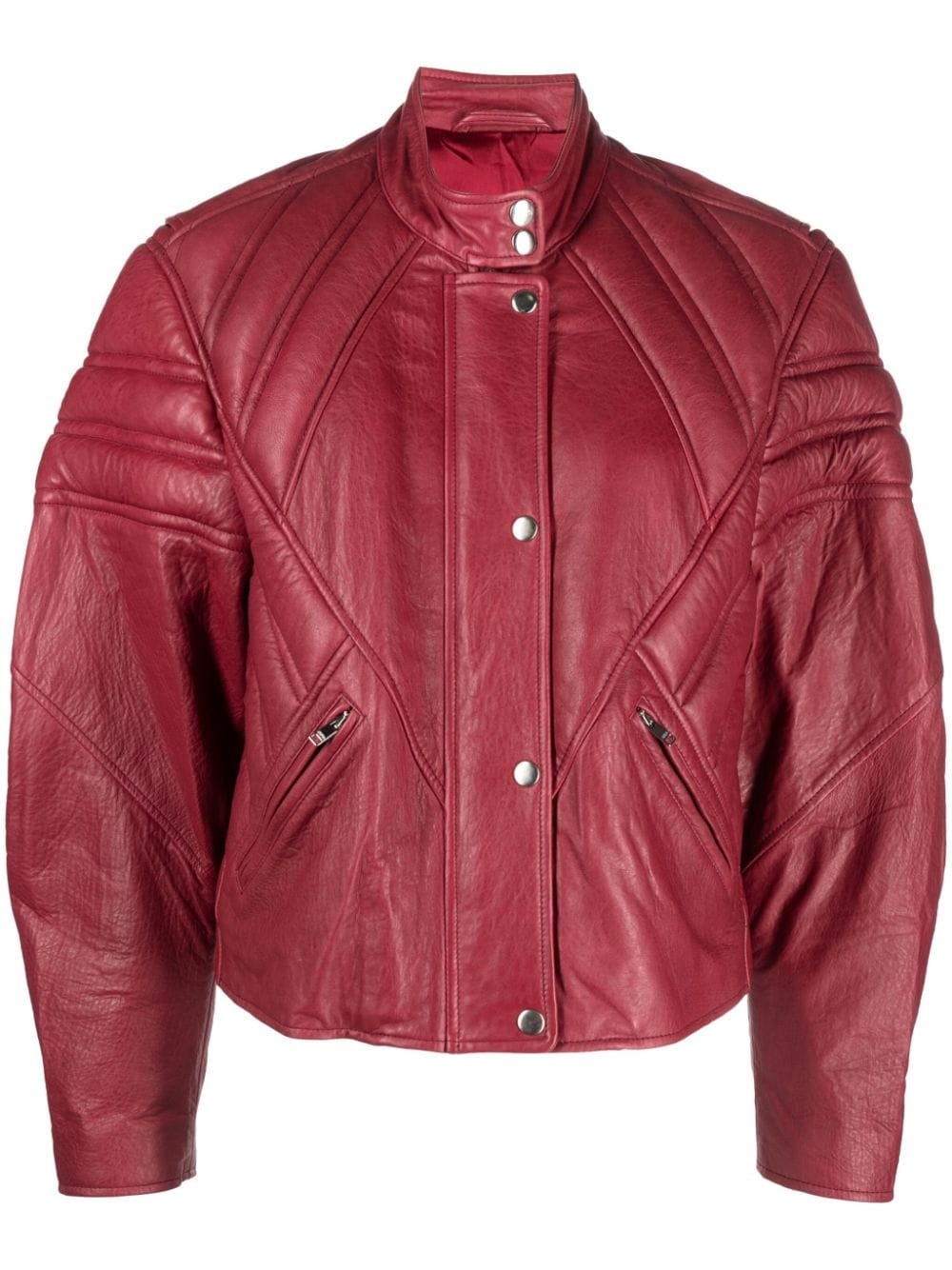 padded-panels leather jacket - 1