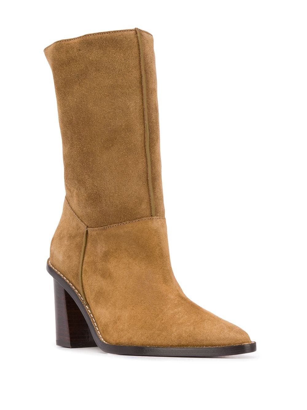 shearling pointed-toe boots - 2