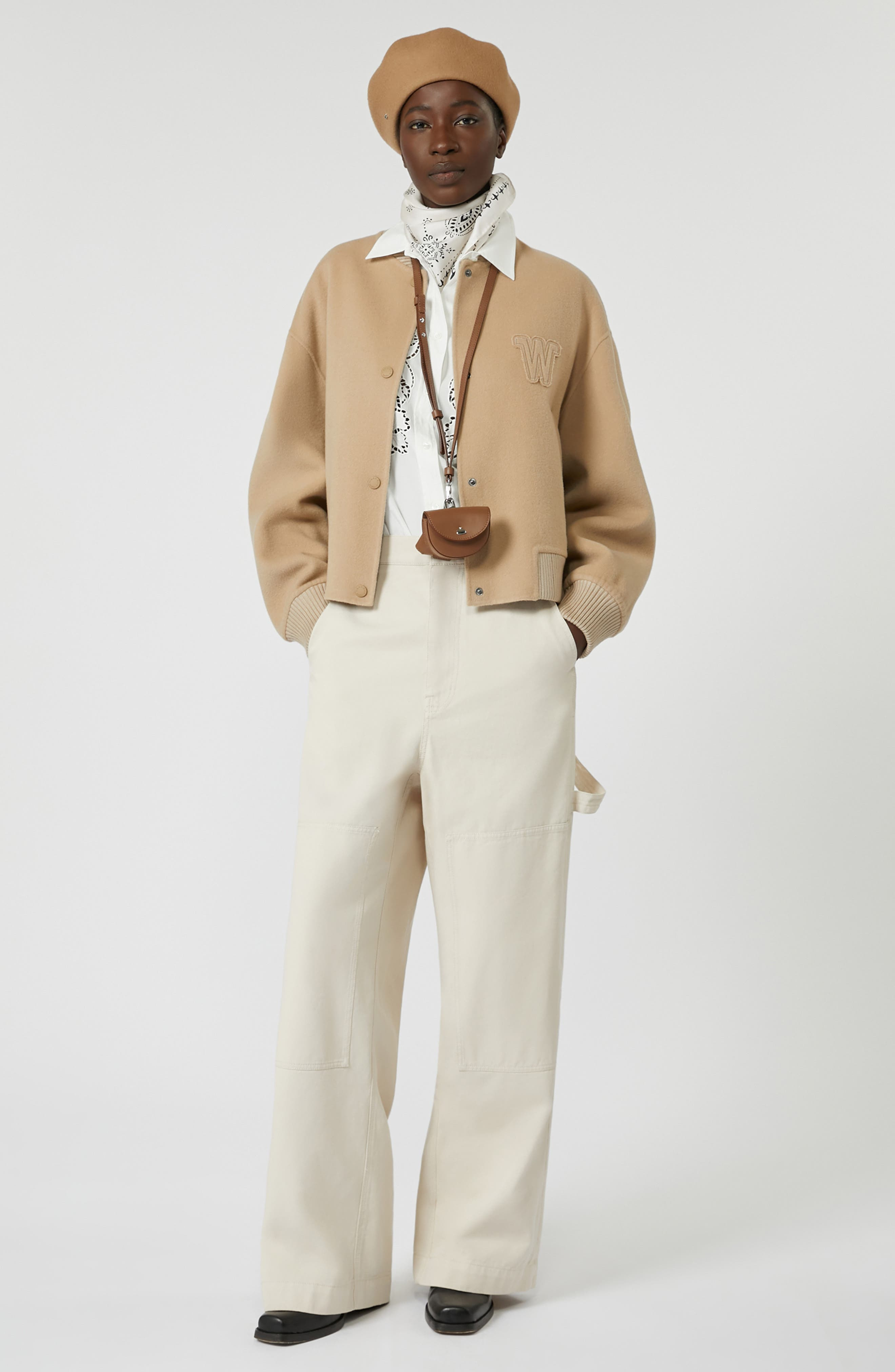 Weekend Max Mara Zelante Virgin Wool Blend Bomber Jacket in Camel at Nordstrom - 4