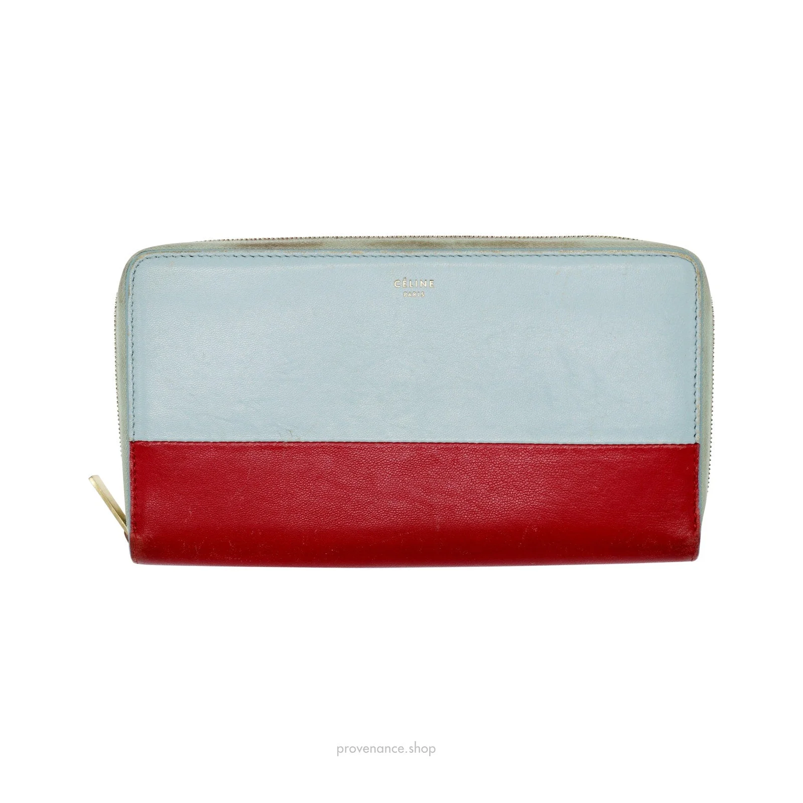 Celine Multifunction Zip Wallet - Sky Blue/Red - 1