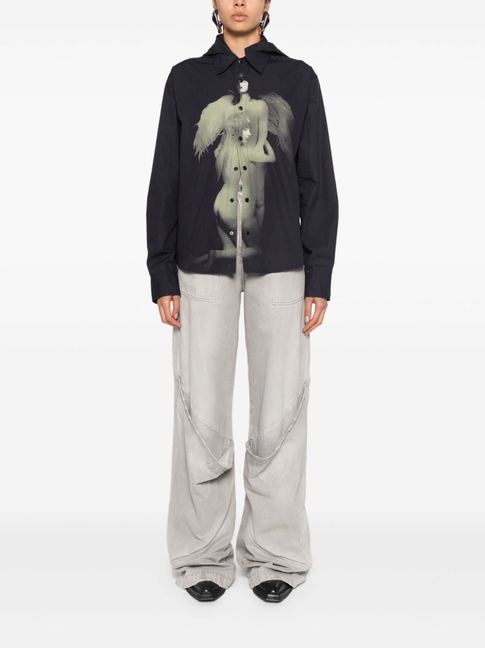 printed hooded shirt - 3