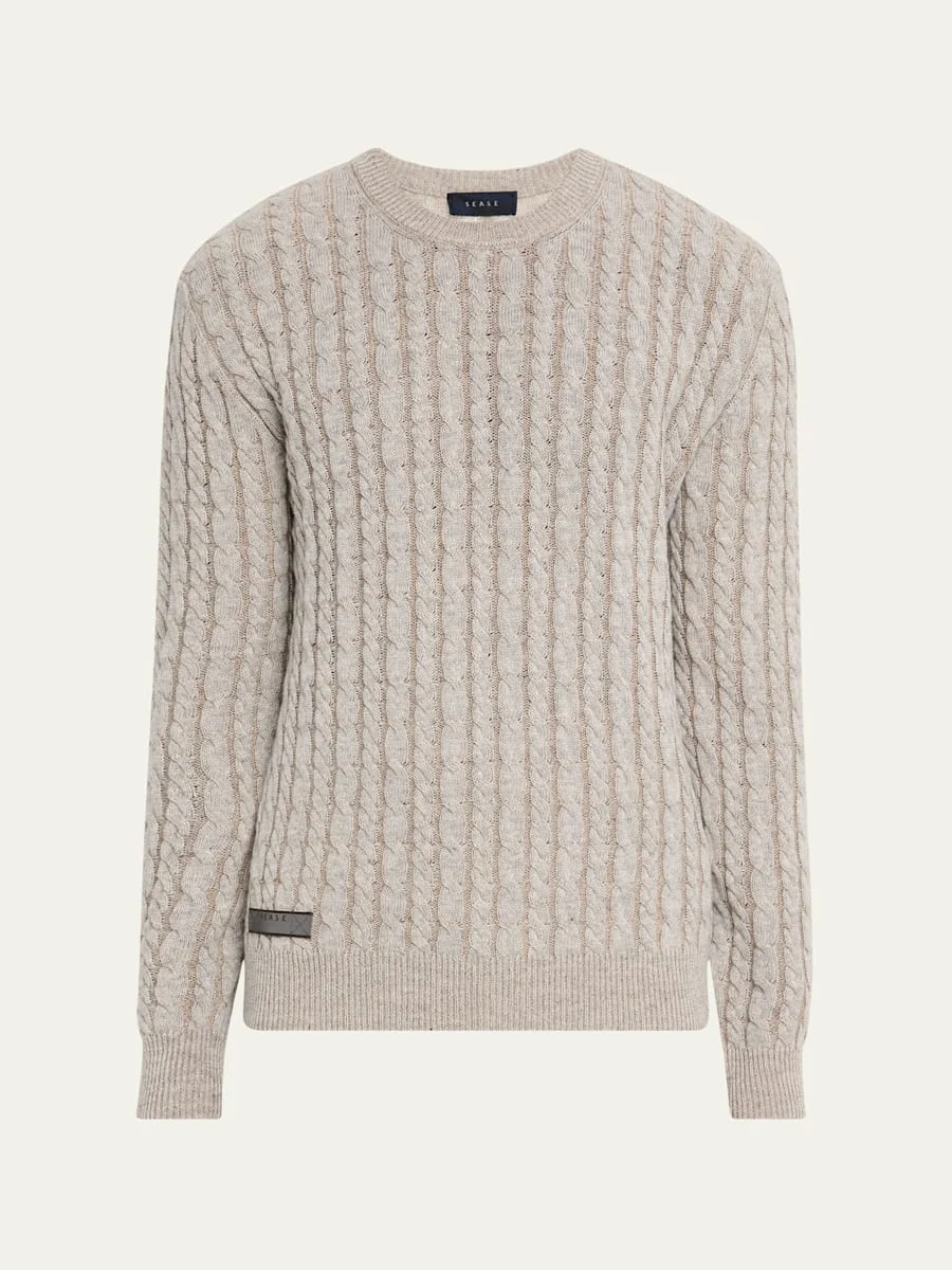Men's Linen-Cashmere Cable Sweater - 1