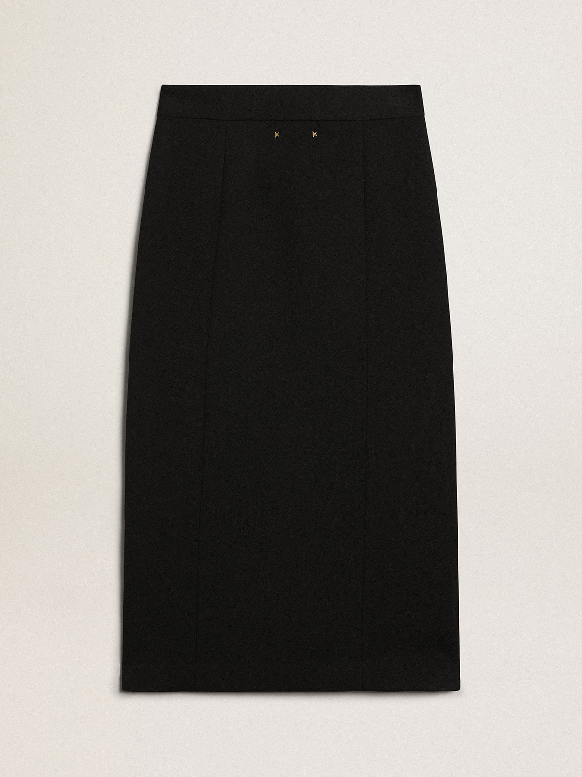 Pencil skirt in dark blue wool with gold-colored heraldic buttons - 5