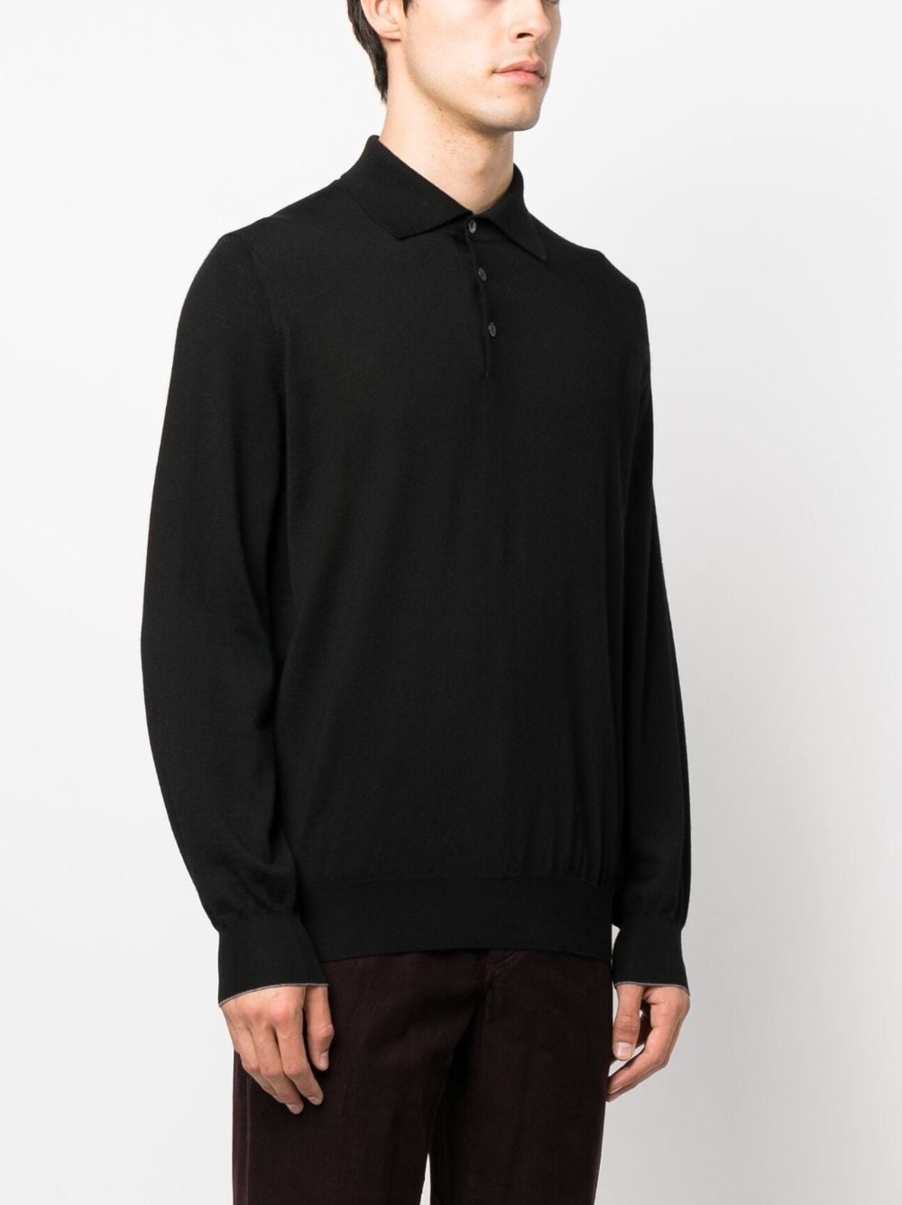 long-sleeve virgin wool polo shirt - 3