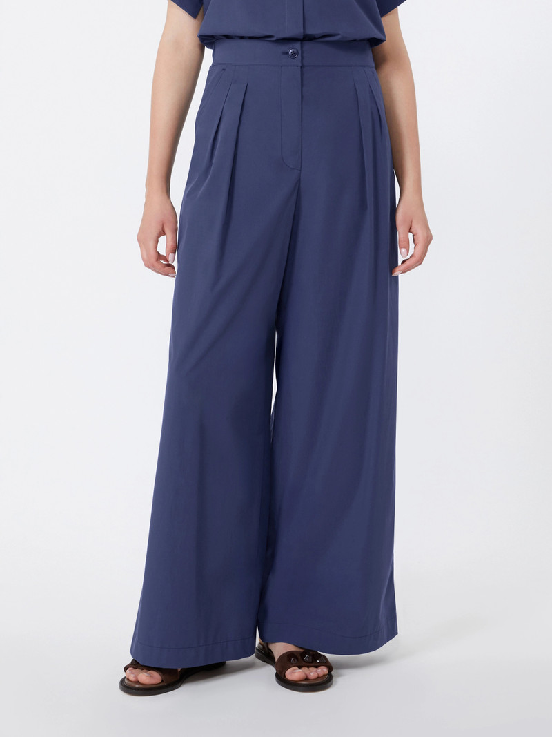 BENDA Wide-leg cotton poplin trousers - NAVY 3