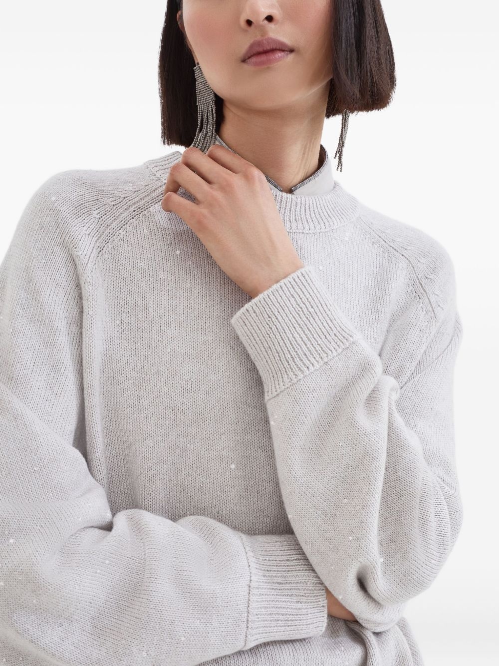 sequin-embellished crew-neck sweater - 5