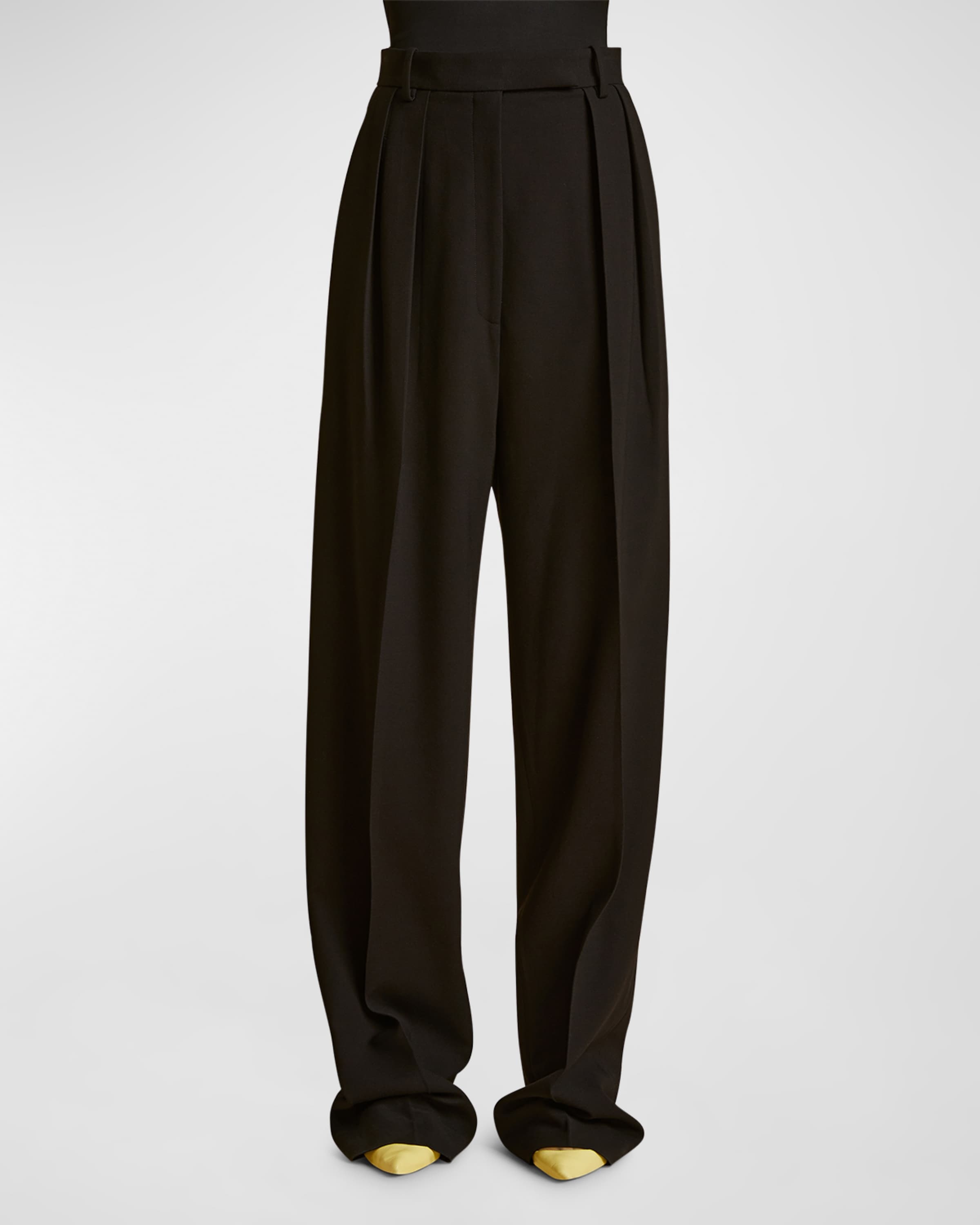 Cessie Mid-Rise Double-Pleated Straight-Leg Crepe Pants - 1