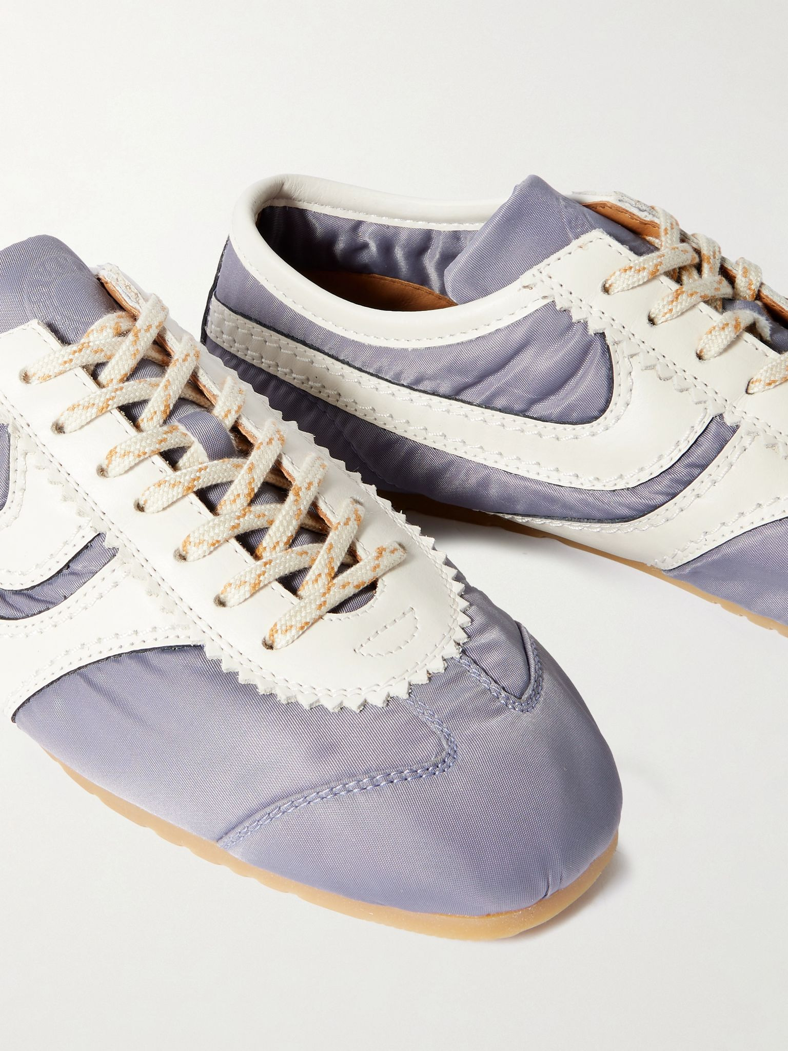 Leather-trimmed shell sneakers Light blue - 4